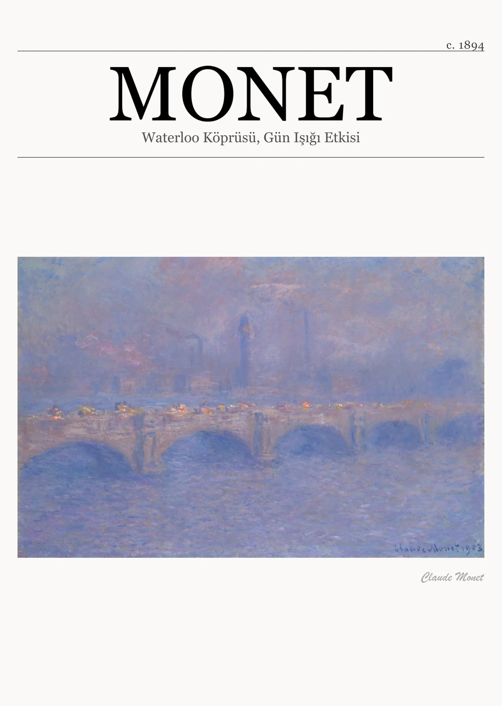 Waterloo Köprüsü, Gün Işığı Etkisi - Monet metal tablo