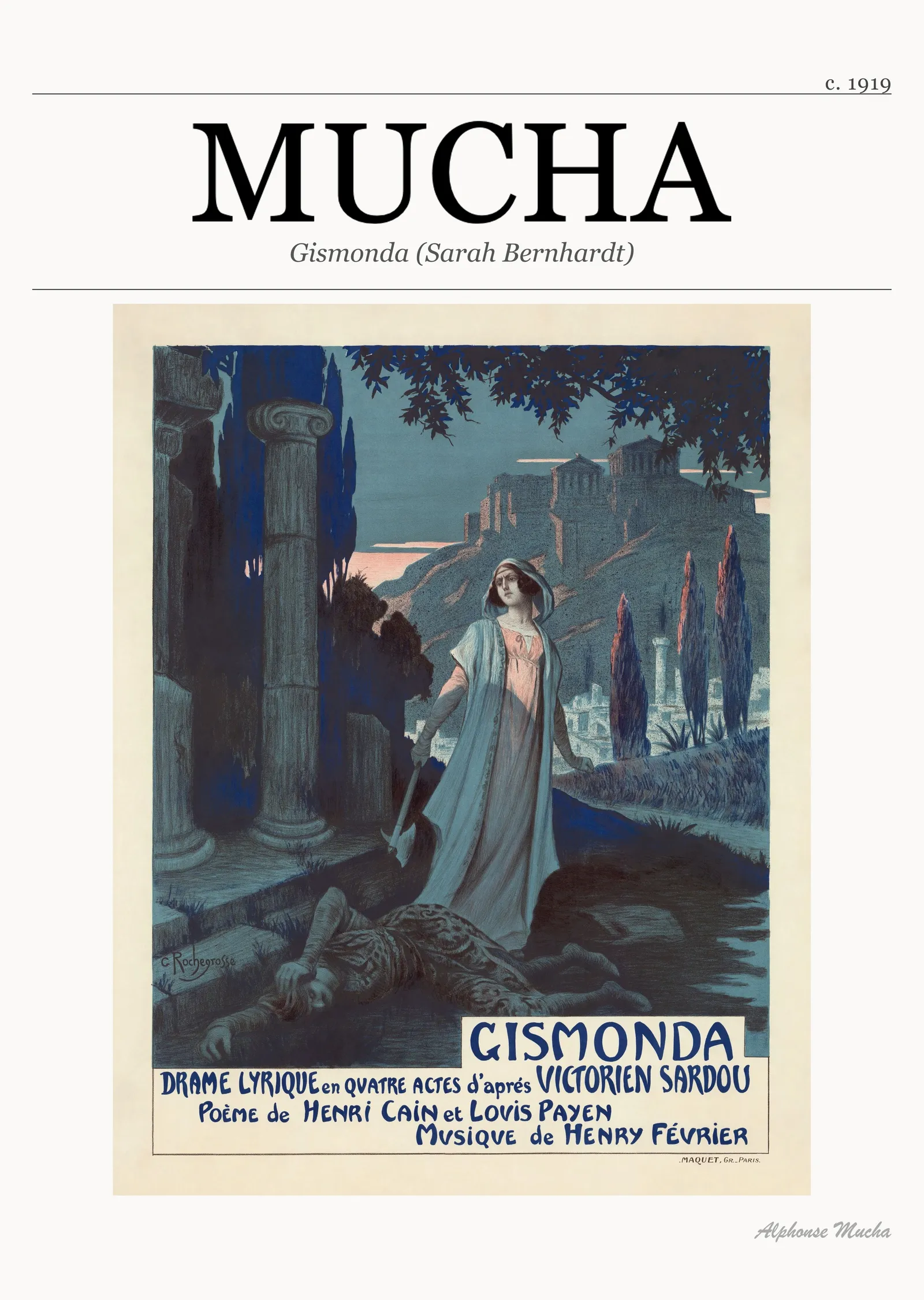 Gismonda (Sarah Bernhardt) - Mucha metal tablo