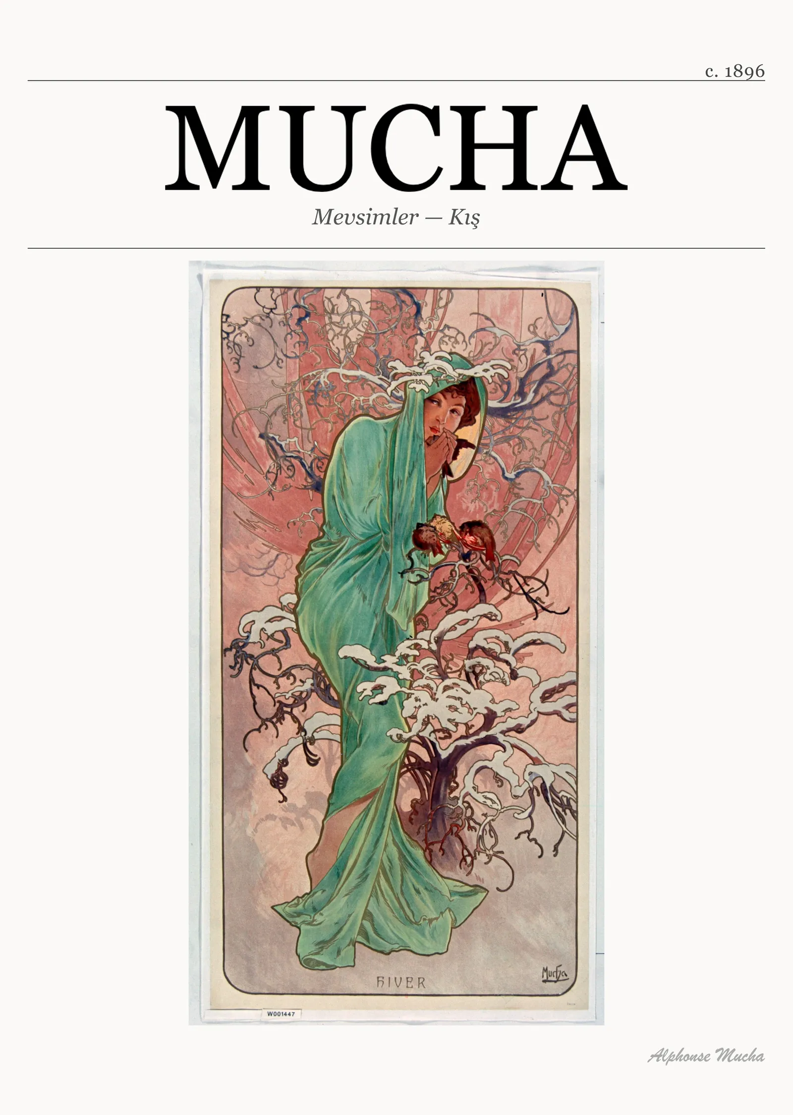Mevsimler - Kış - Mucha metal tablo