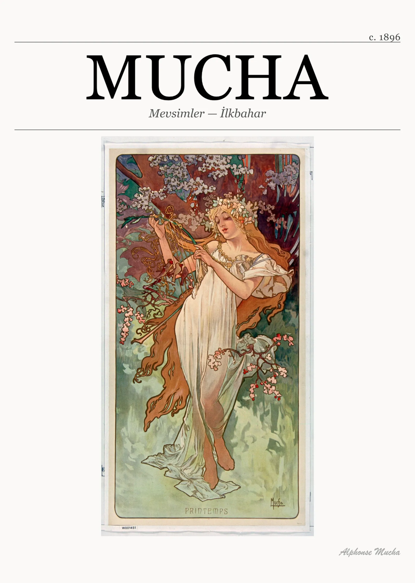 Mevsimler - İlkbahar - Mucha metal tablo