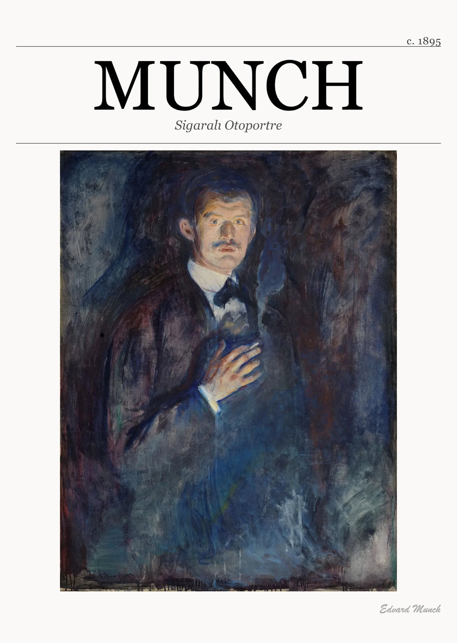Sigaralı Otoportre - Edvard Munch metal tablo