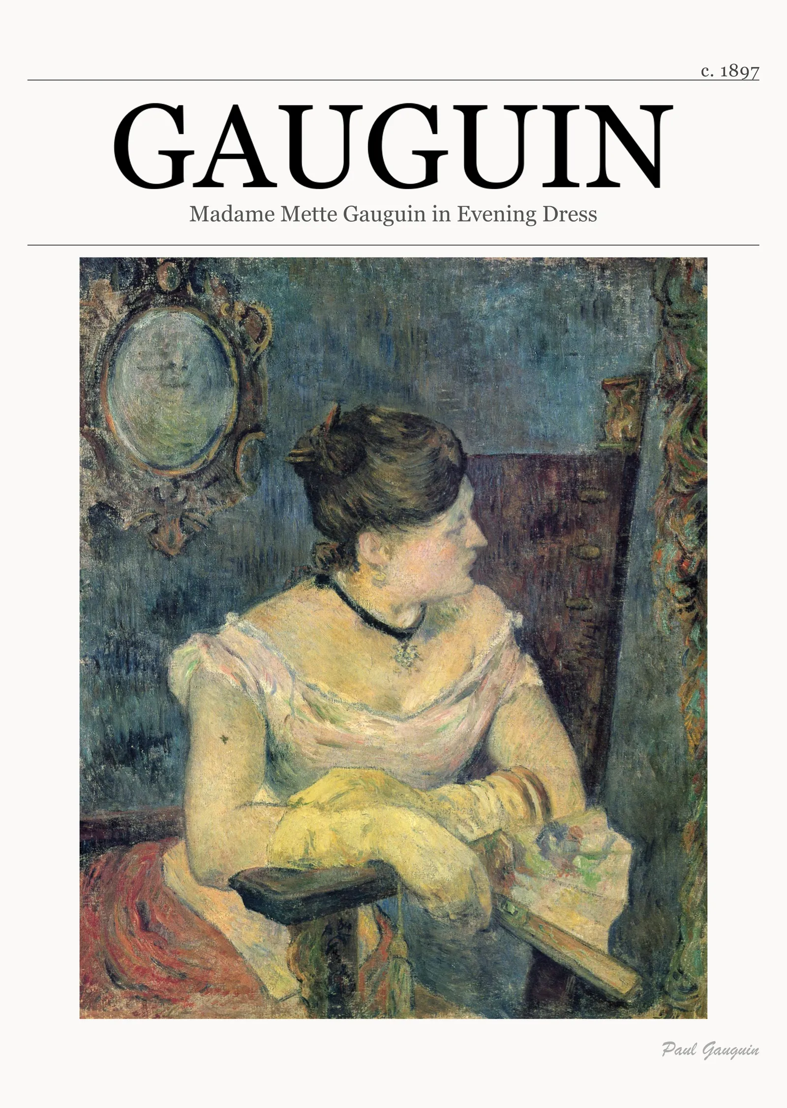 Akşam Elbisesi İçindeki Madame Mette Gauguin metal tablo