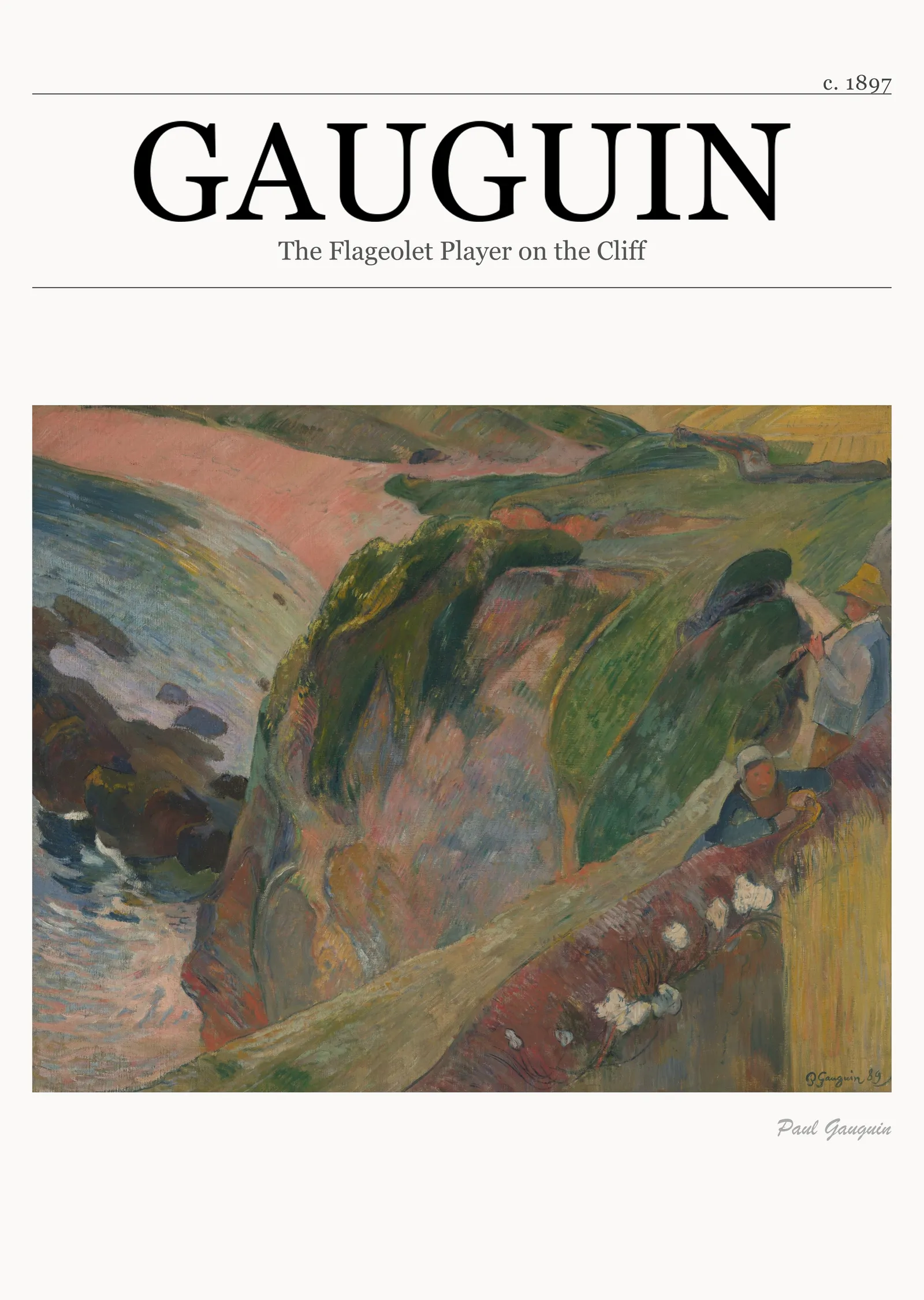 Uçurumdaki Flüt Çalan Adam - Gauguin metal tablo