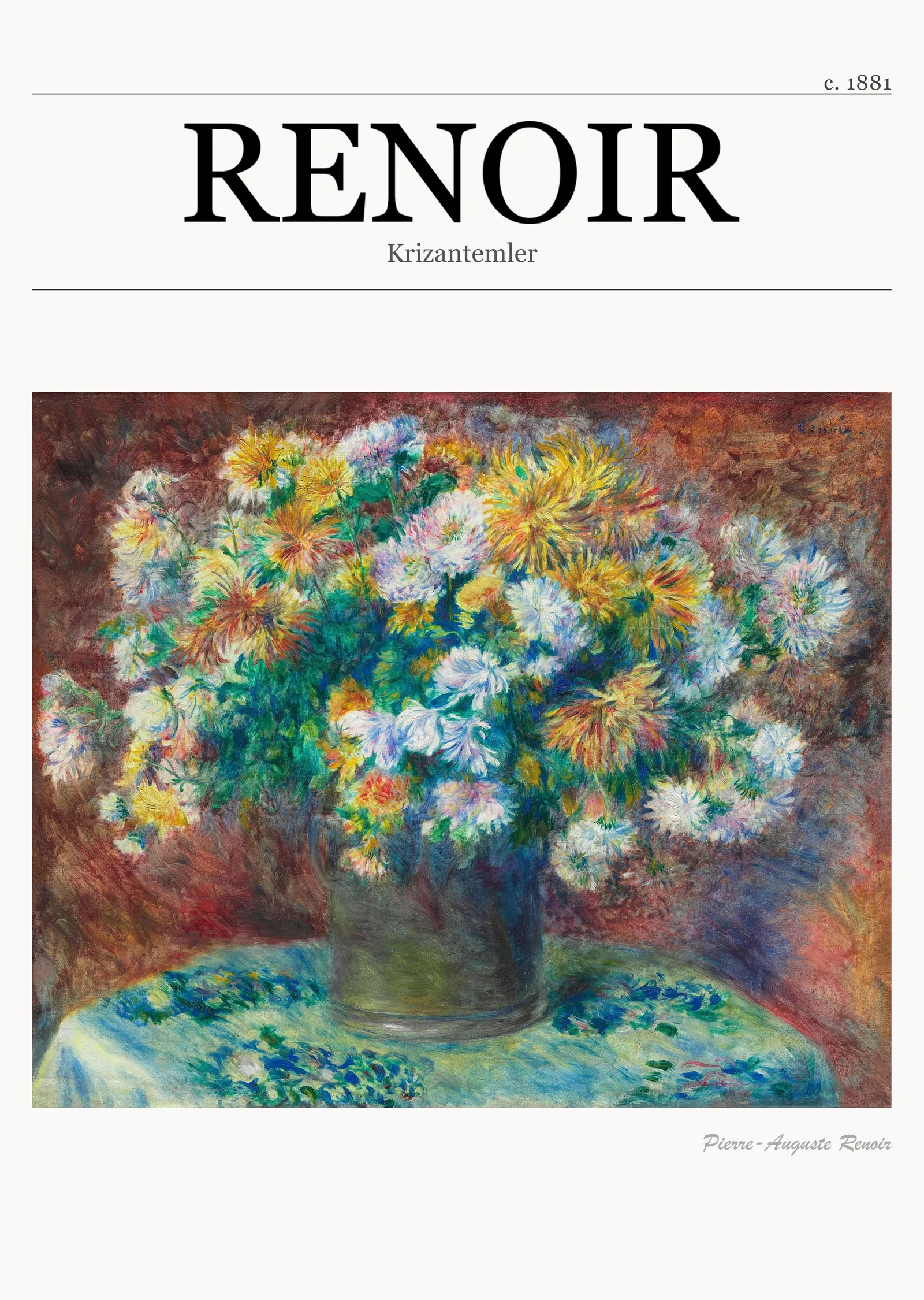 Krizantemler - Renoir metal tablo