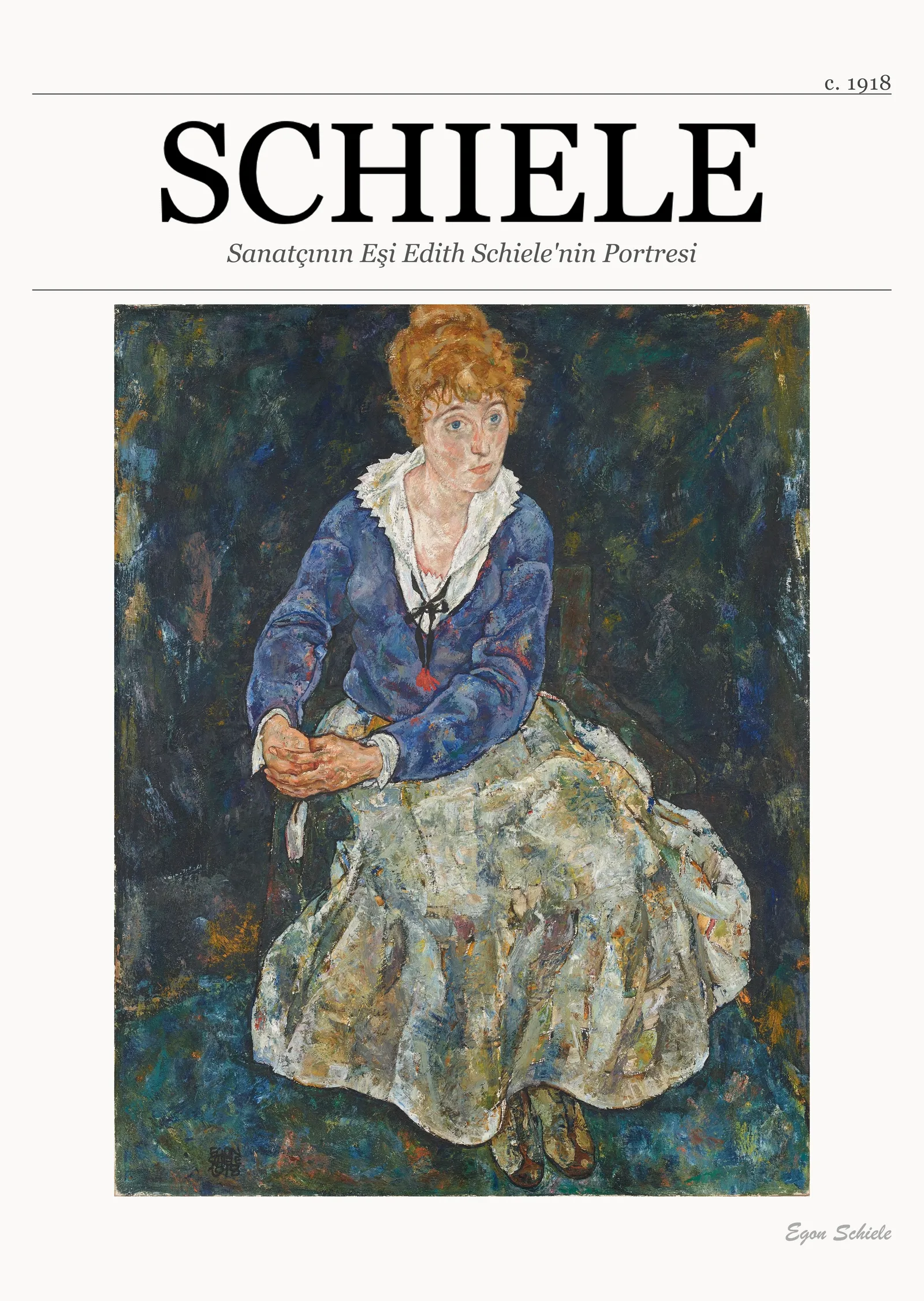 Sanatçının Eşi Edith Schiele'nin Portresi metal tablo