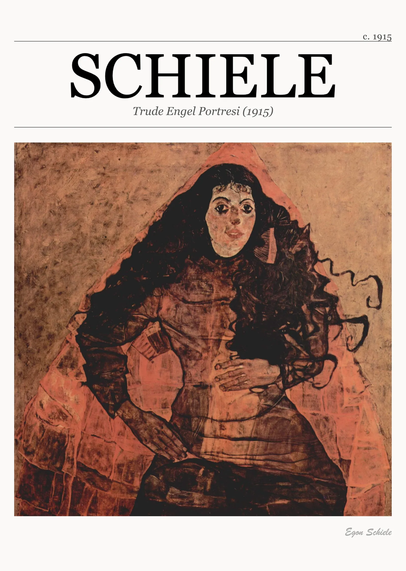 Trude Engel Portresi - Schiele metal tablo
