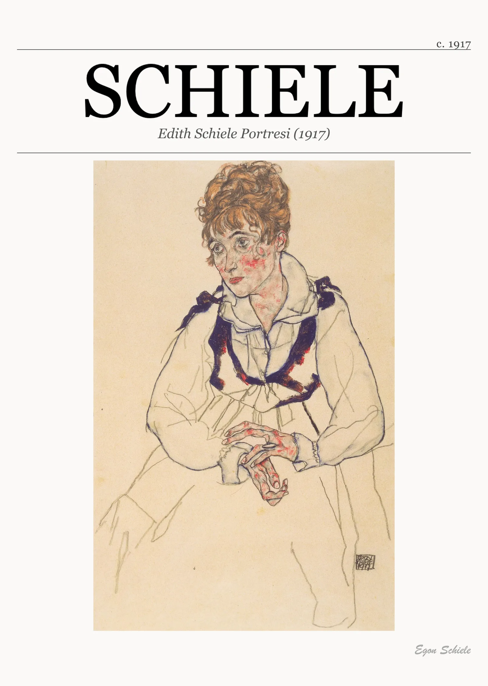 Edith Schiele Portresi - Egon Schiele metal tablo
