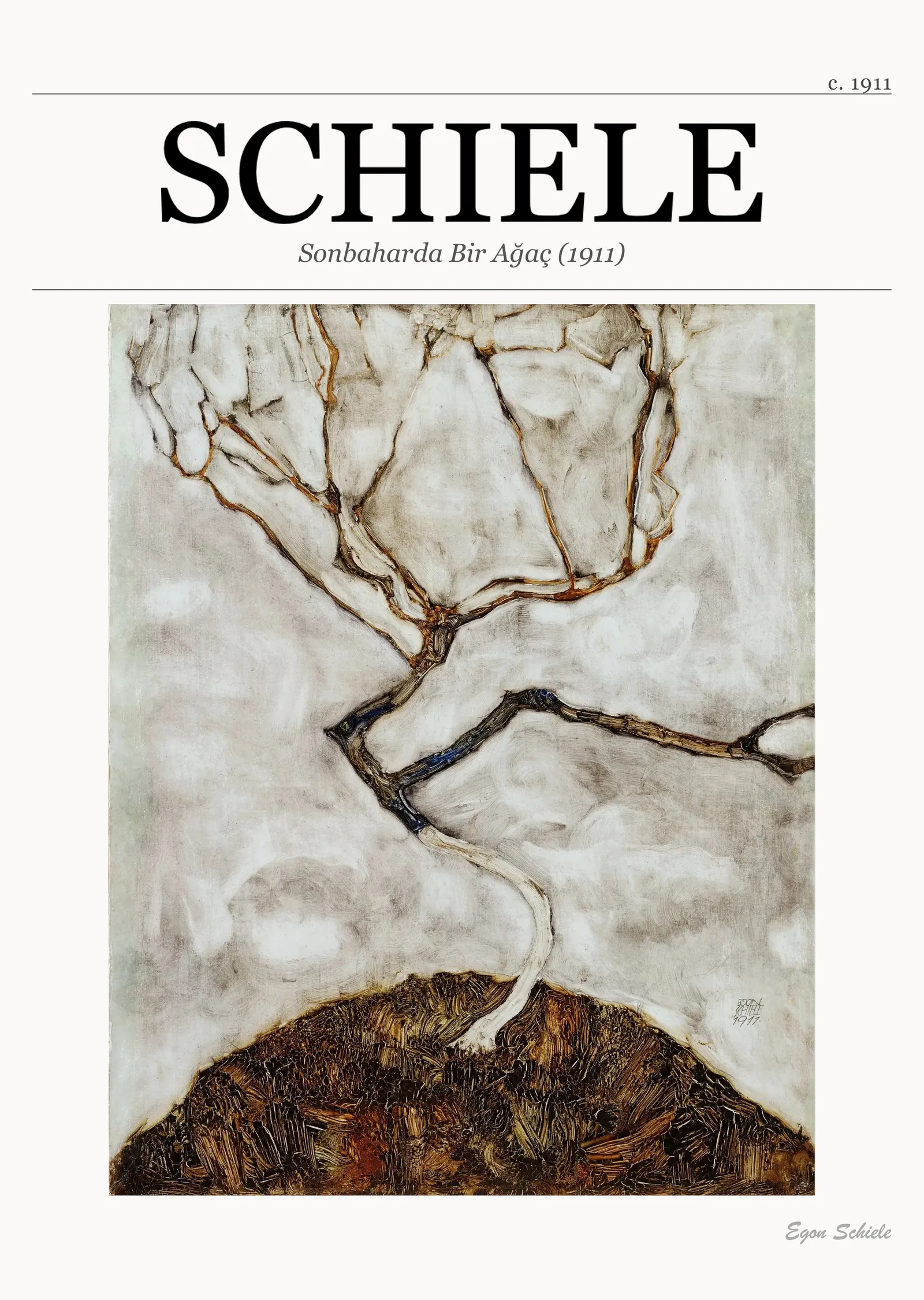 Sonbaharda Bir Ağaç (1911) - Schiele metal tablo
