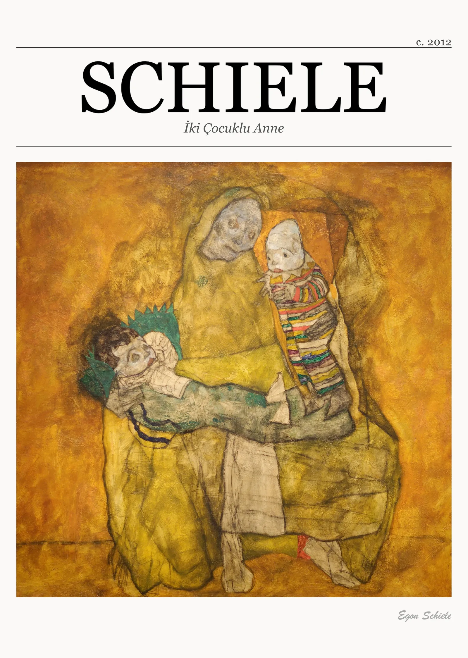 İki Çocuklu Anne - Schiele metal tablo