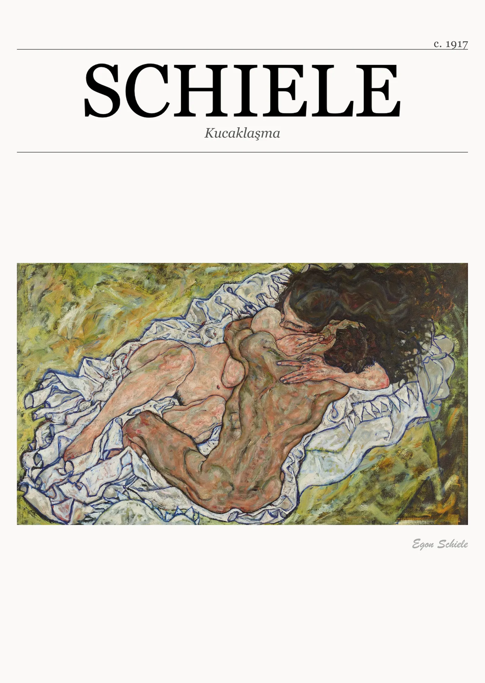 Kucaklaşma - Schiele metal tablo