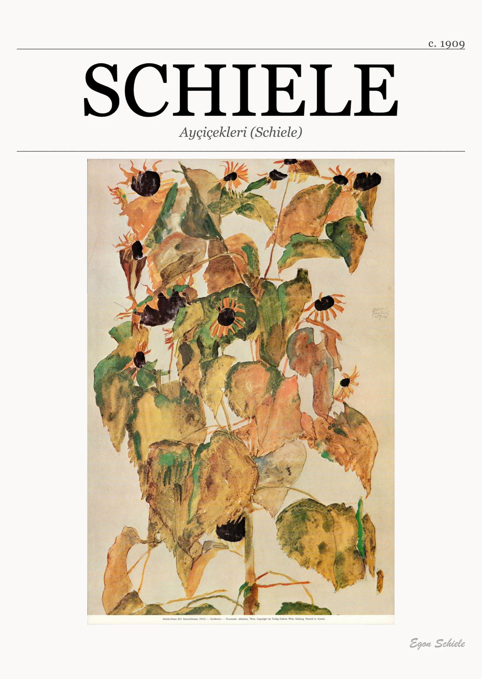 Ayçiçekleri - Egon Schiele metal tablo