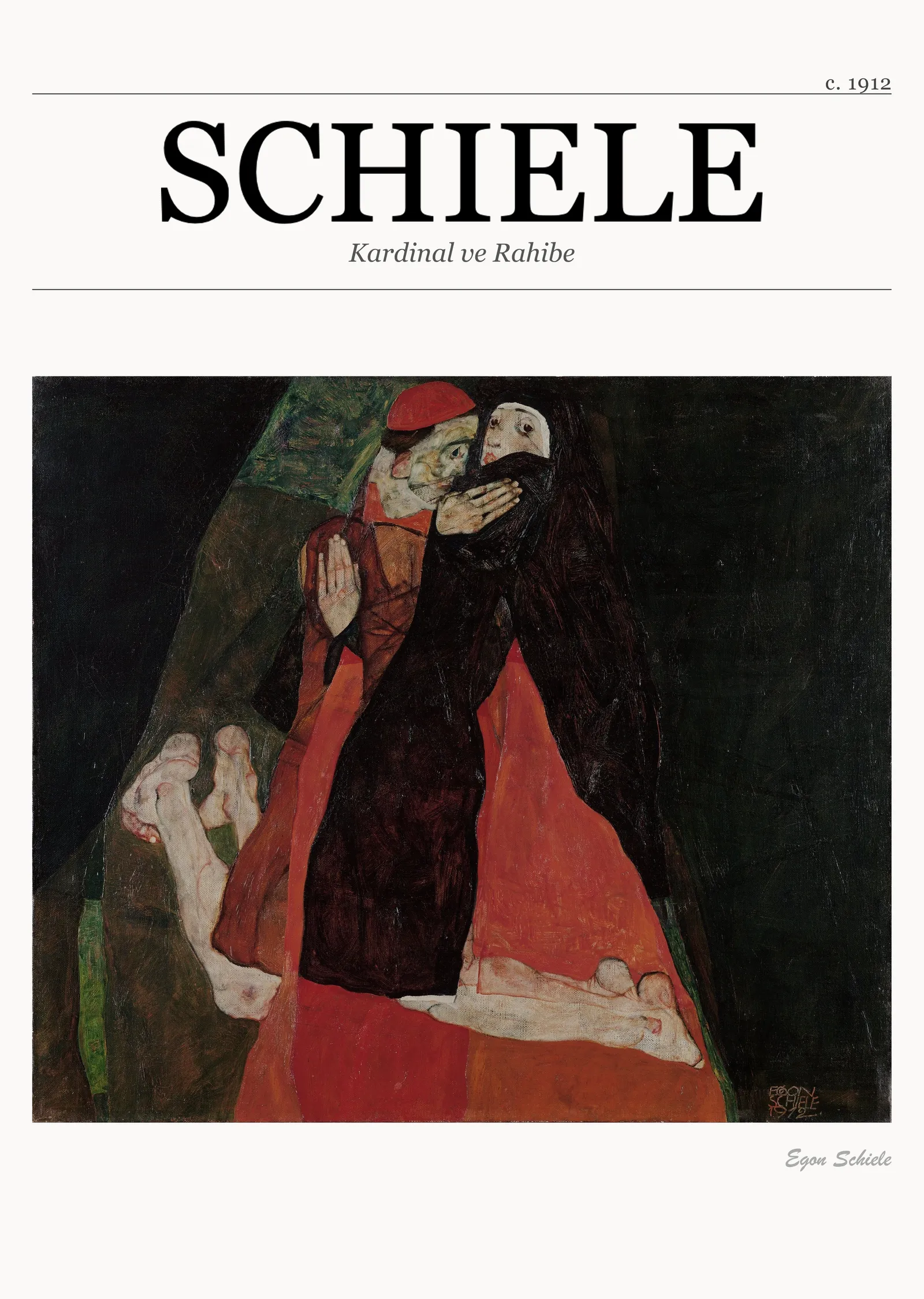 Kardinal ve Rahibe - Schiele metal tablo