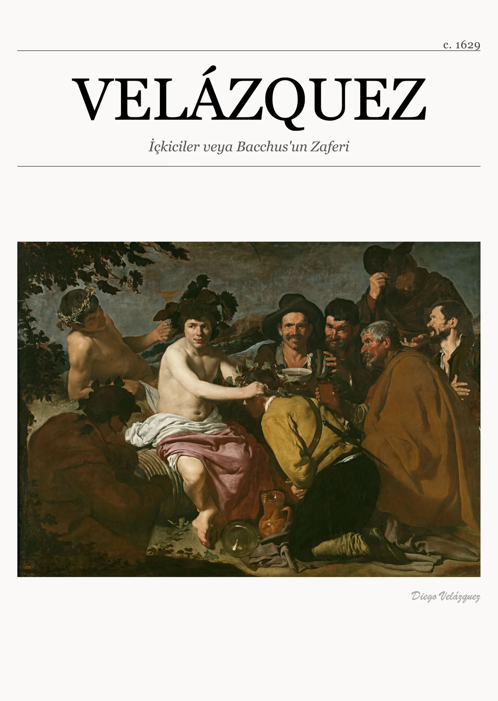 İçkiciler veya Bacchus'un Zaferi - Velázquez metal tablo