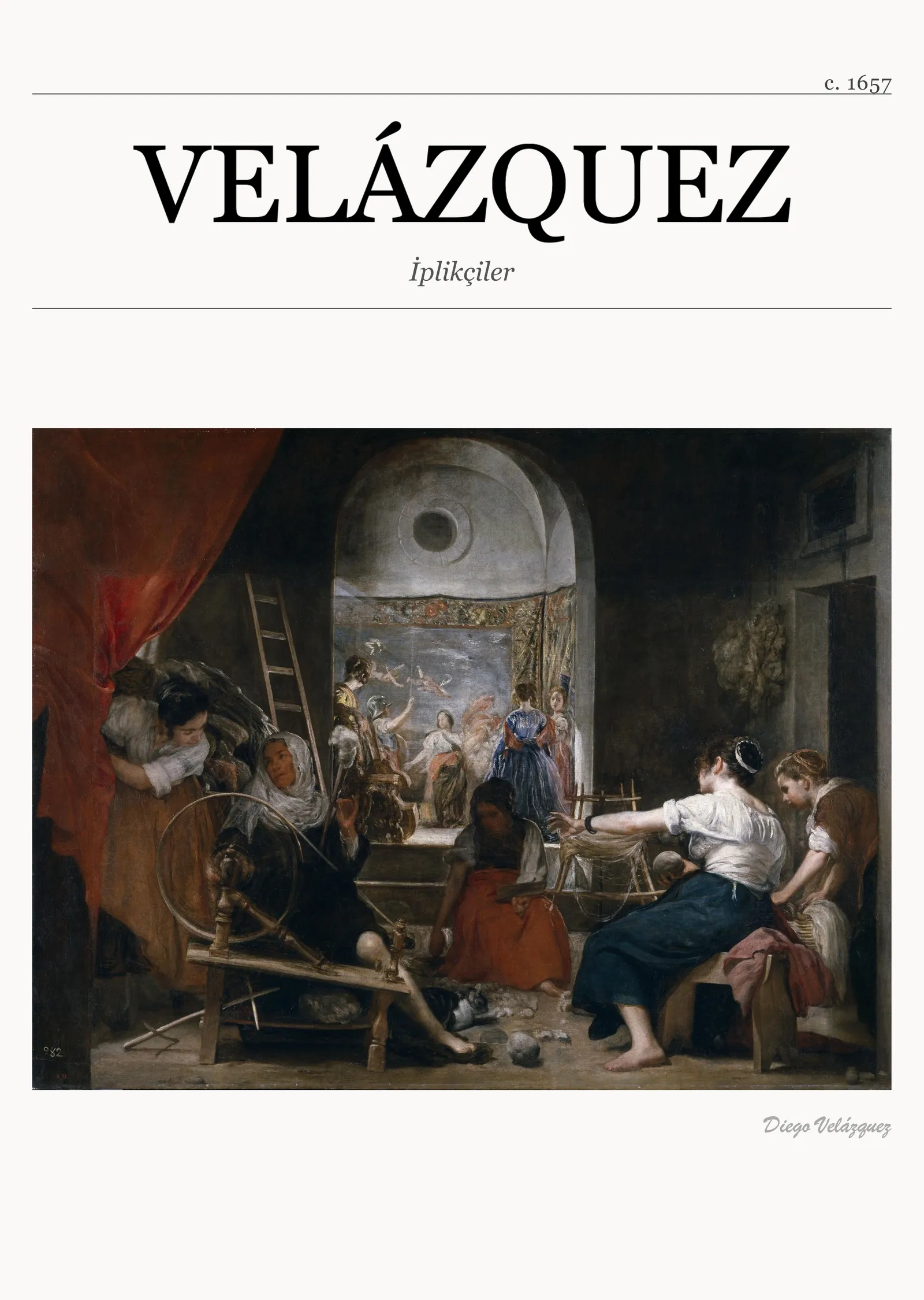 İplikçiler - Velázquez metal tablo