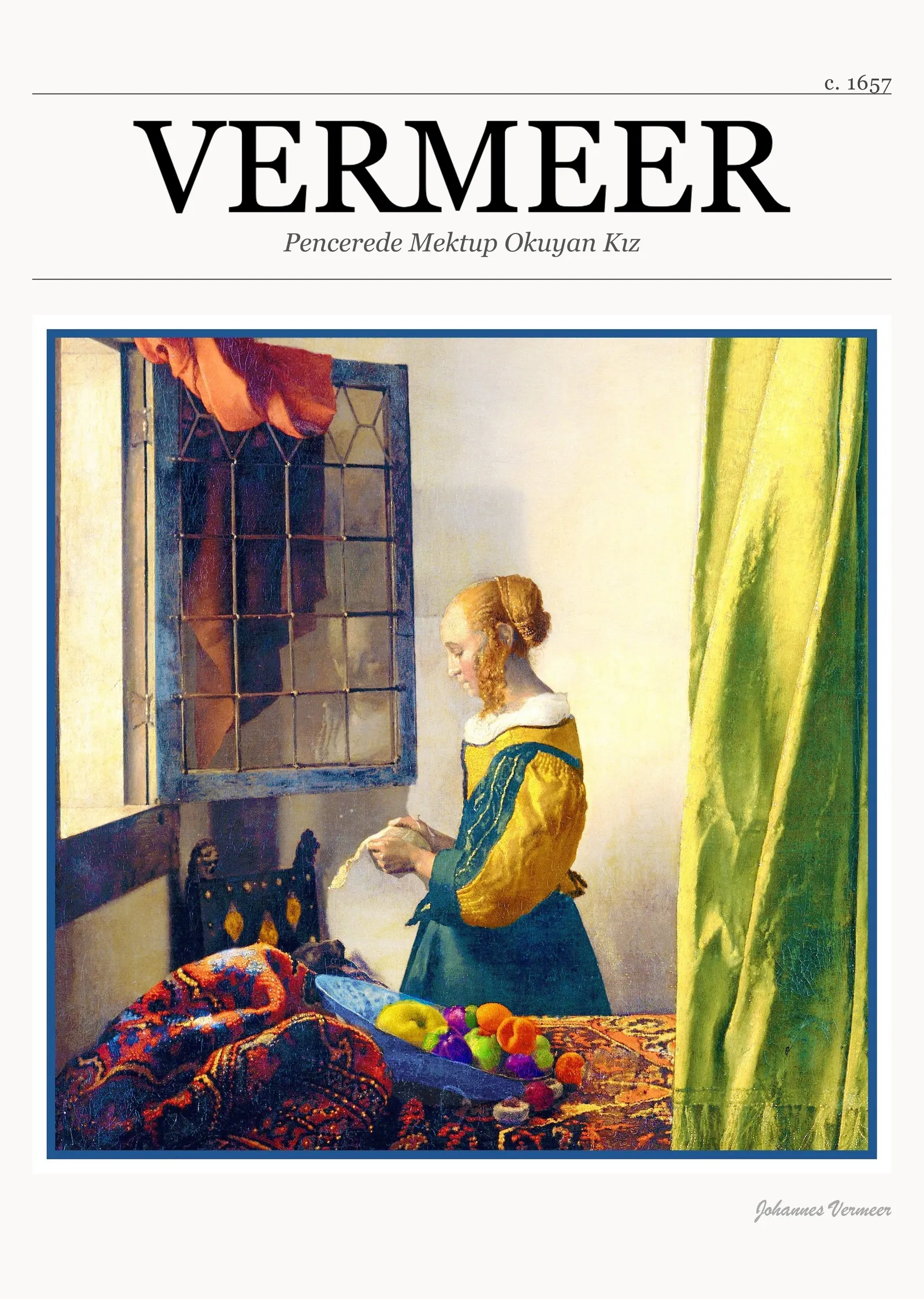 Pencerede Mektup Okuyan Kız - Vermeer metal tablo
