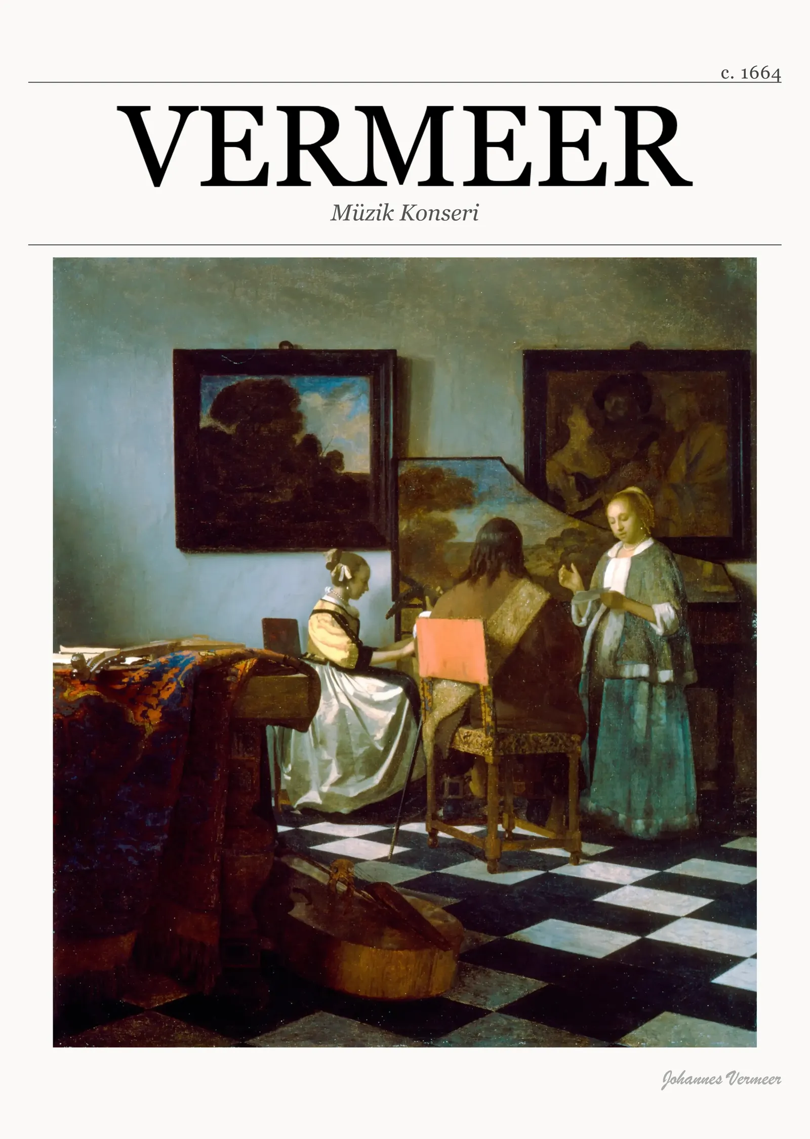 Müzik Konseri - Vermeer metal tablo