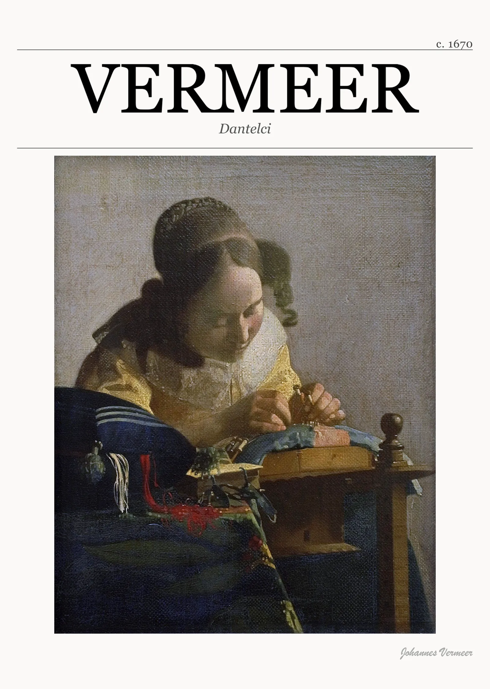 Dantel Ören Kadın - Johannes Vermeer metal tablo