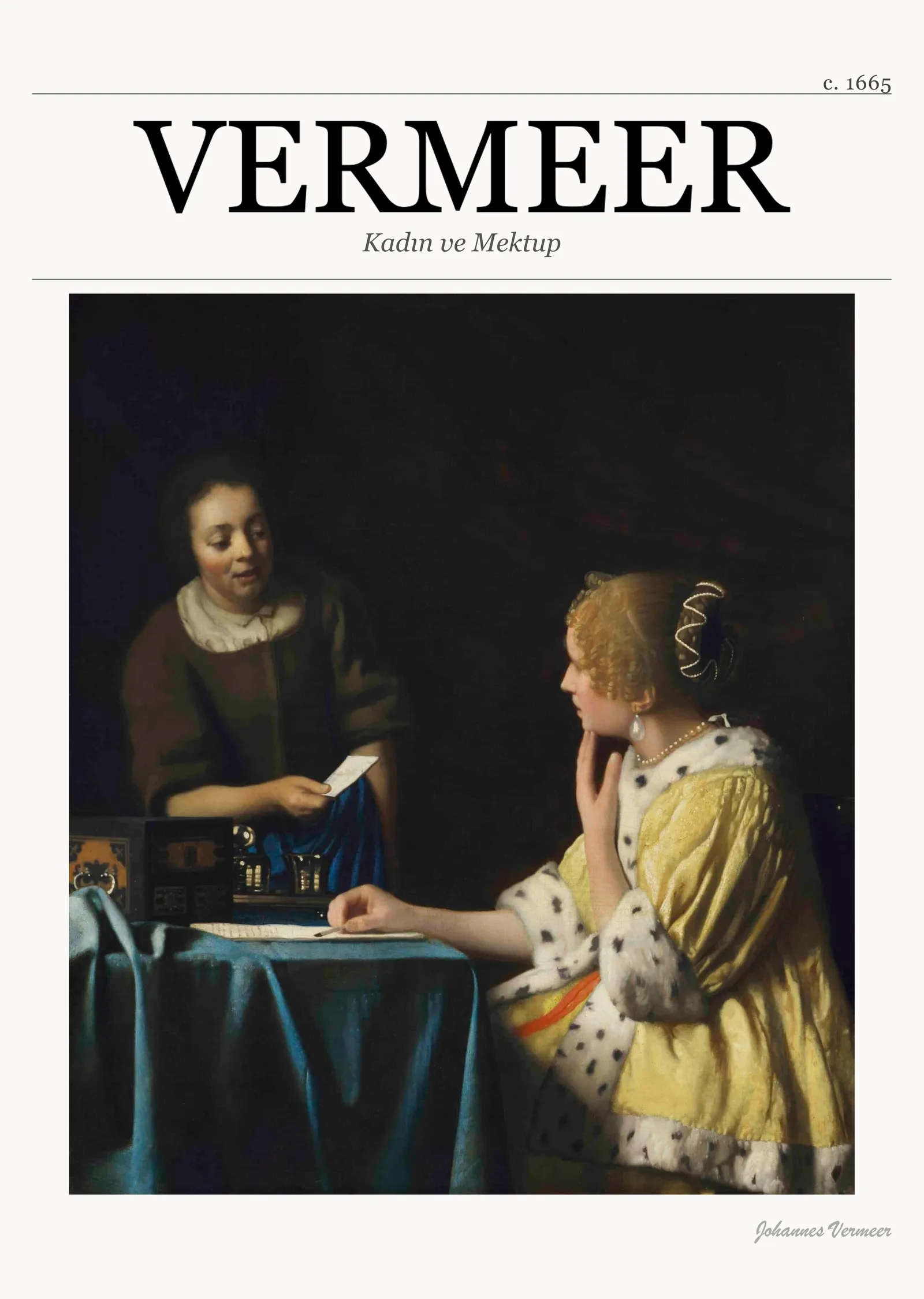 Mektup Okuyan Kadın - Vermeer metal tablo