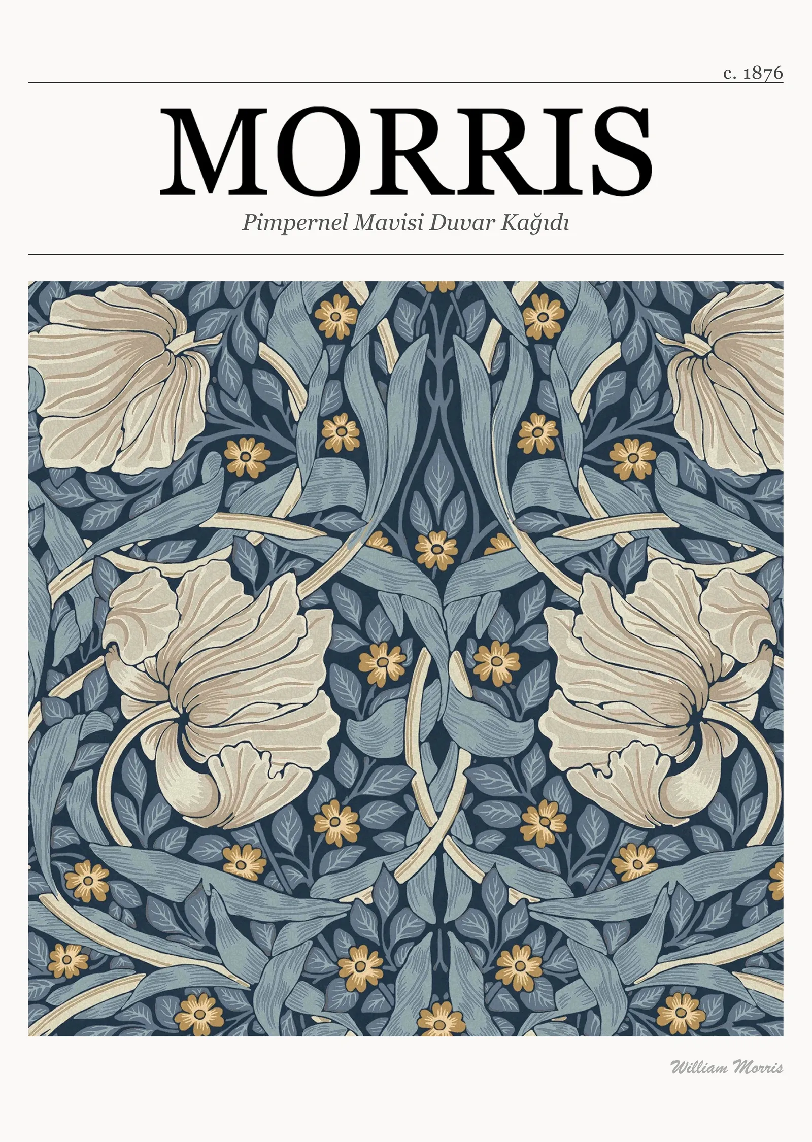 Pimpernel Mavisi Duvar Kağıdı (William Morris) metal tablo