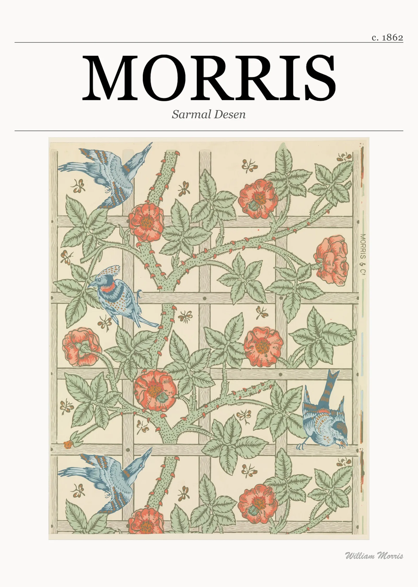 Sarmal Desen (William Morris) metal tablo