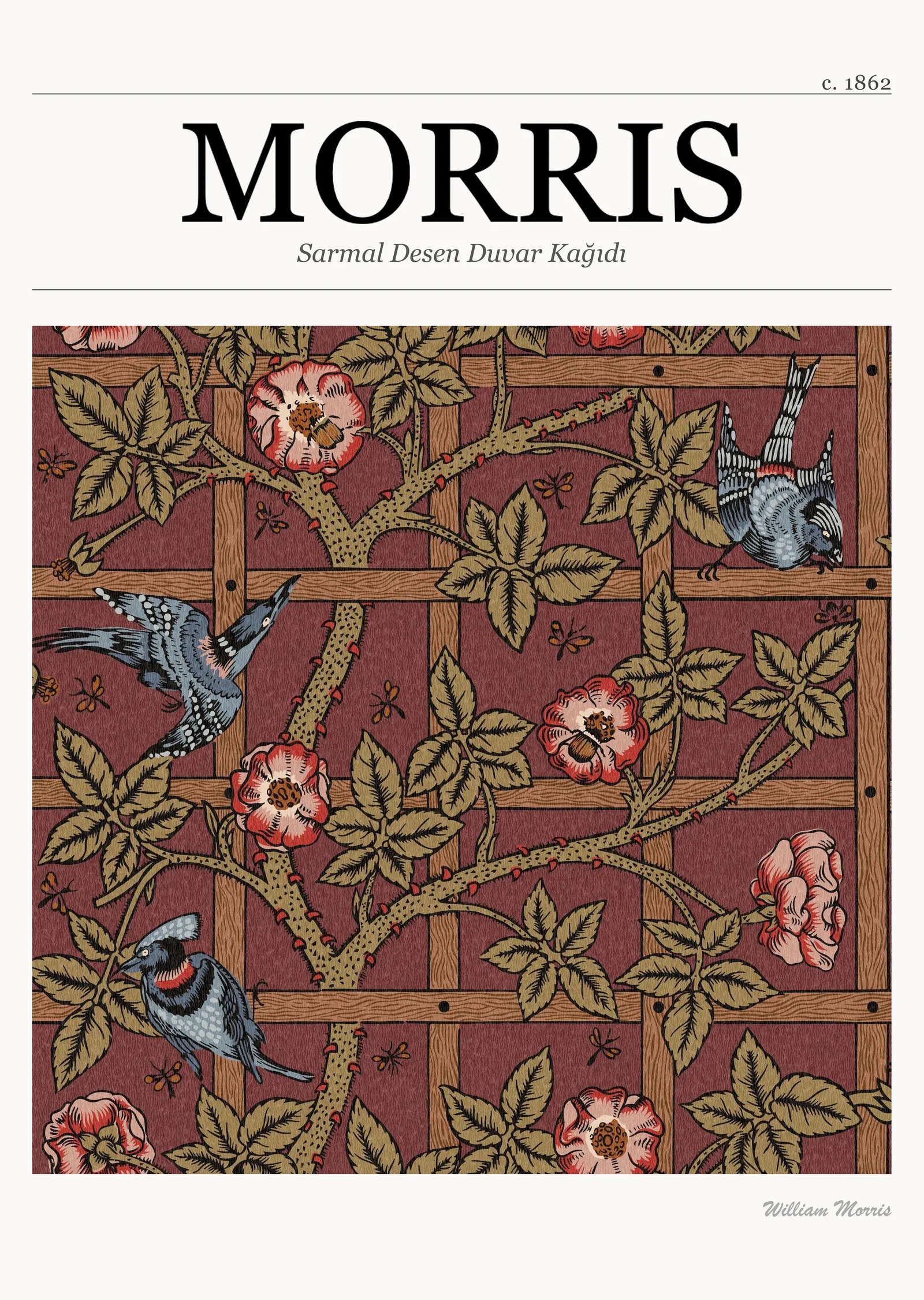 Sarmal Desen Duvar Kağıdı (William Morris) metal tablo