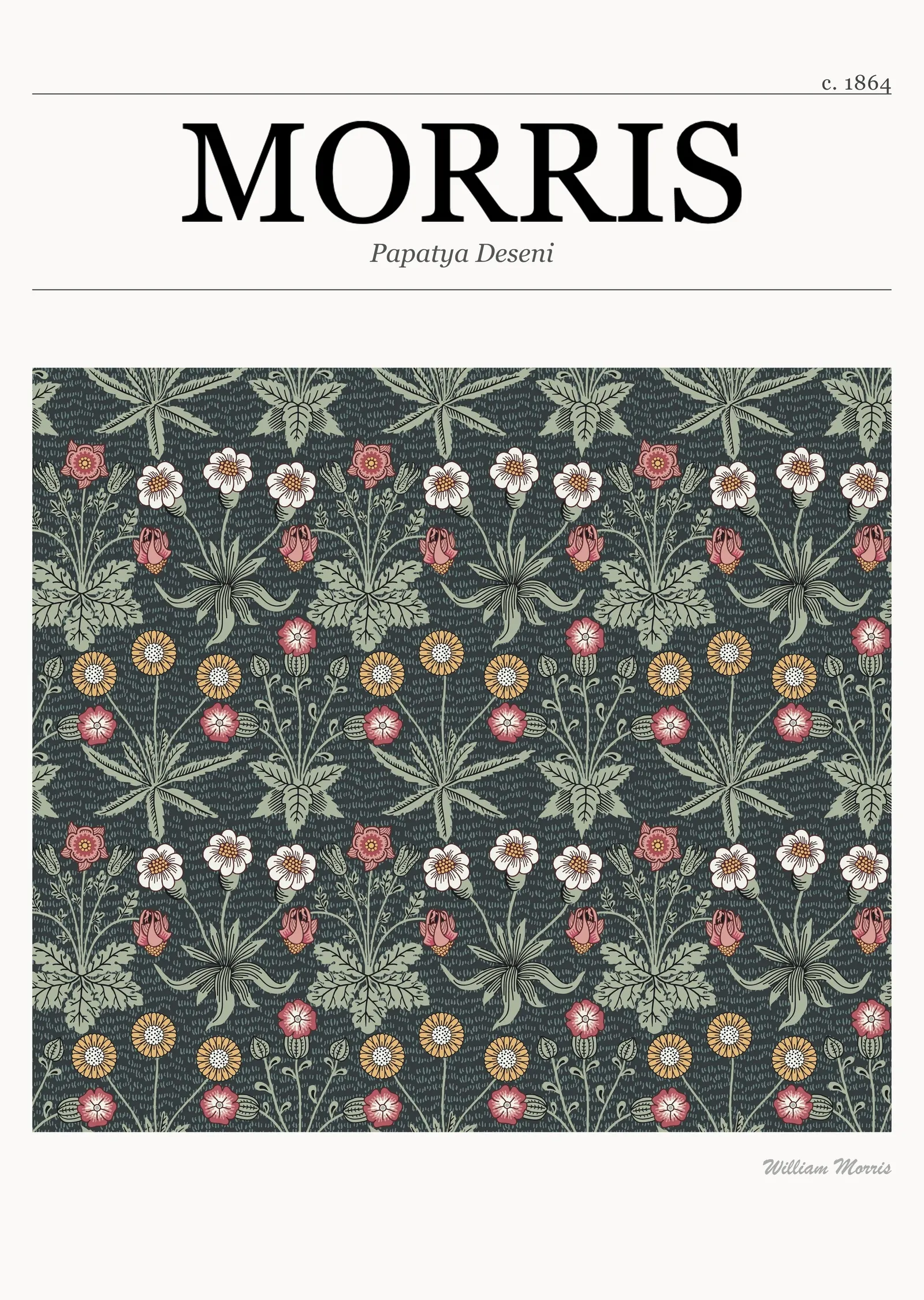 Papatya Deseni (William Morris) metal tablo