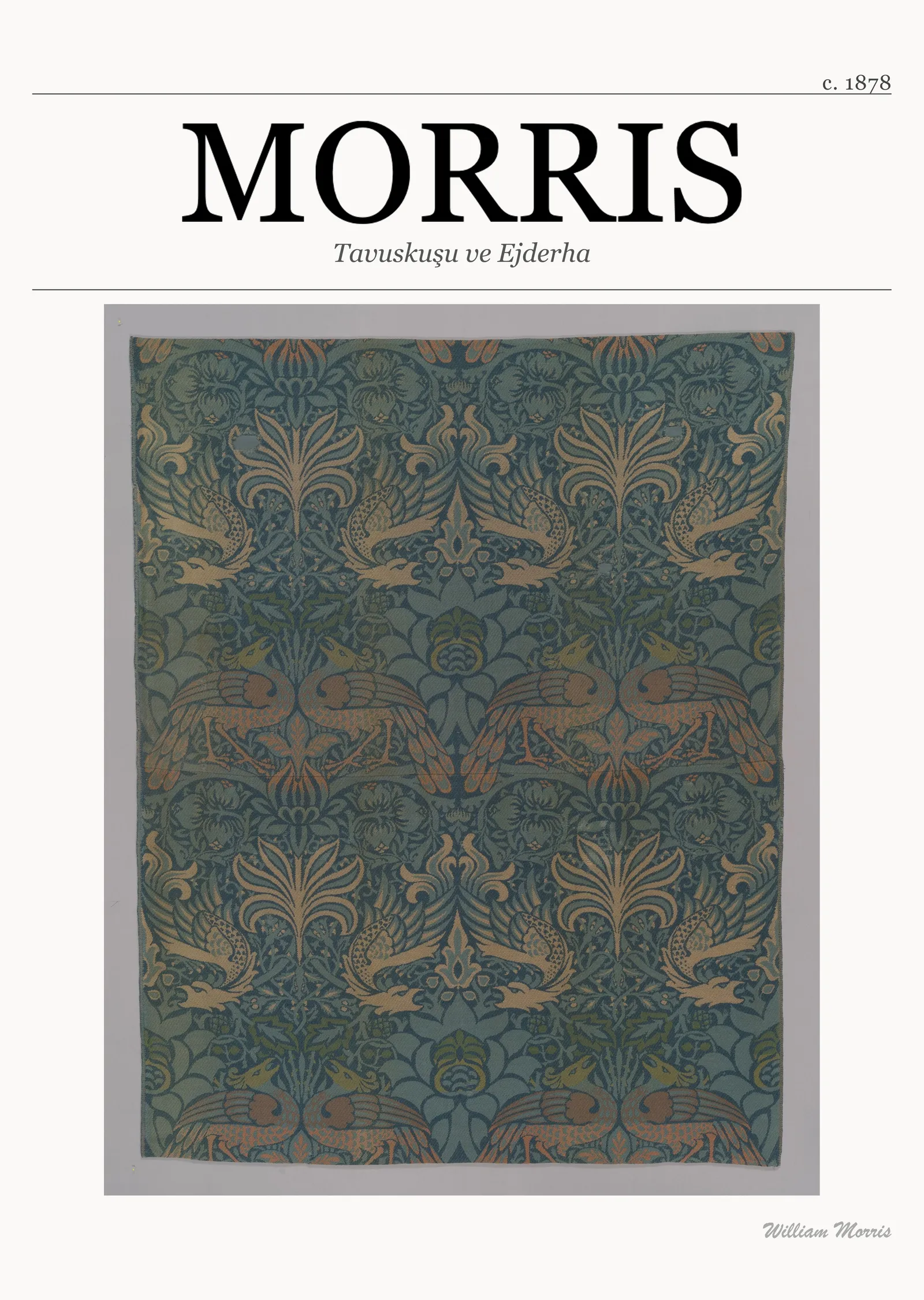 Tavuskuşu ve Ejderha (William Morris) metal tablo