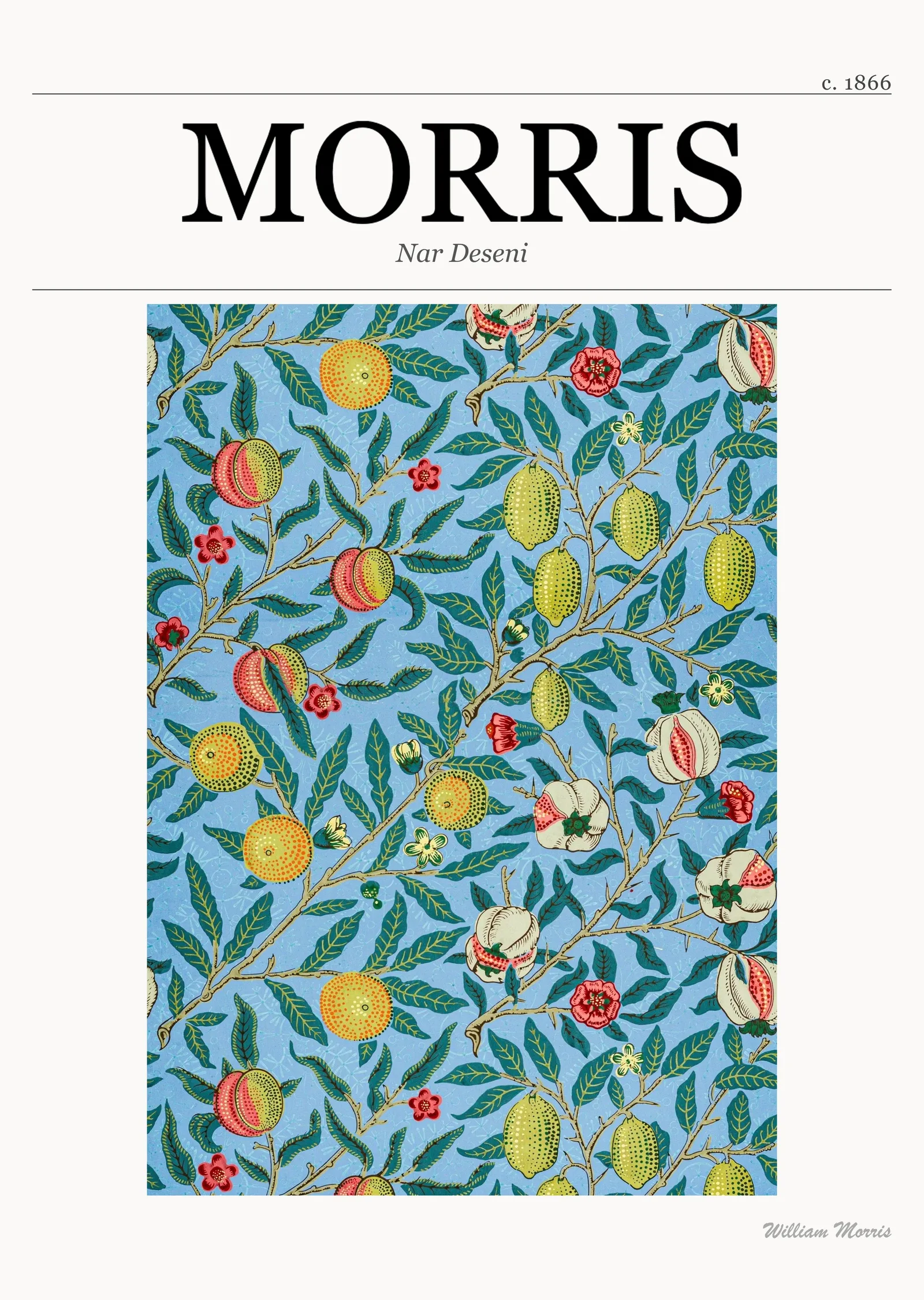 Nar Deseni (William Morris) metal tablo