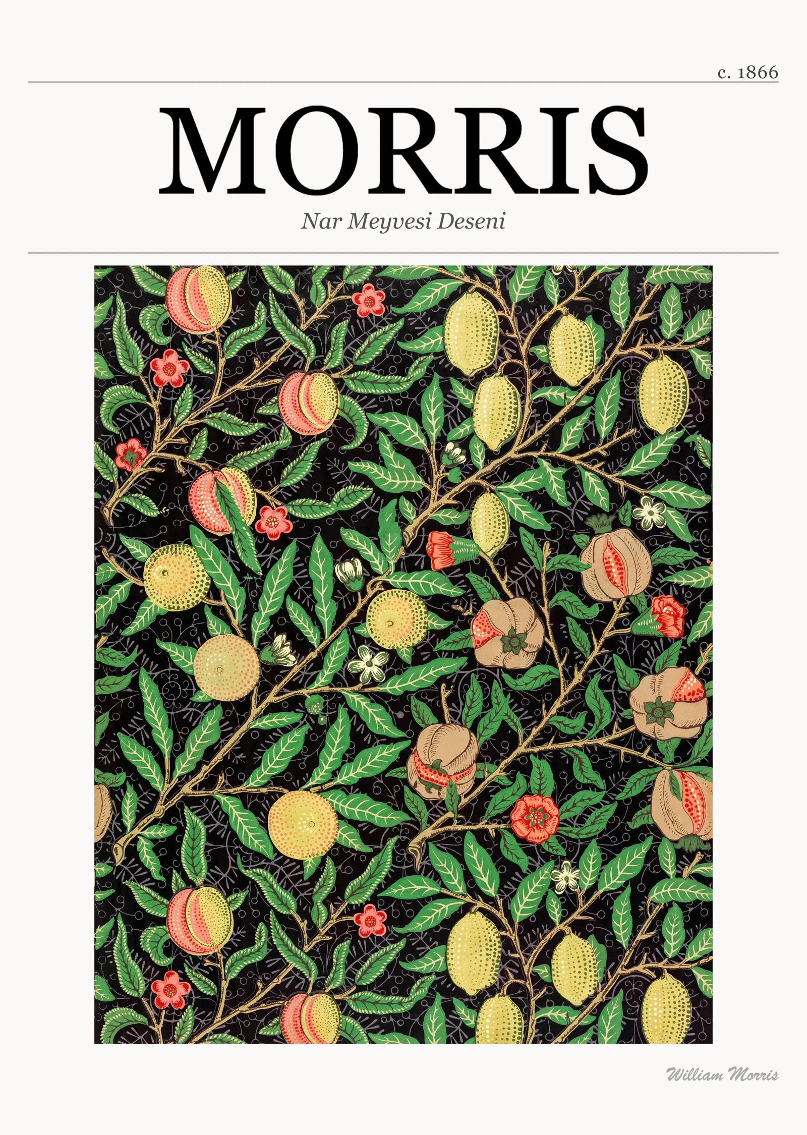 Nar Meyvesi Deseni (William Morris) metal tablo