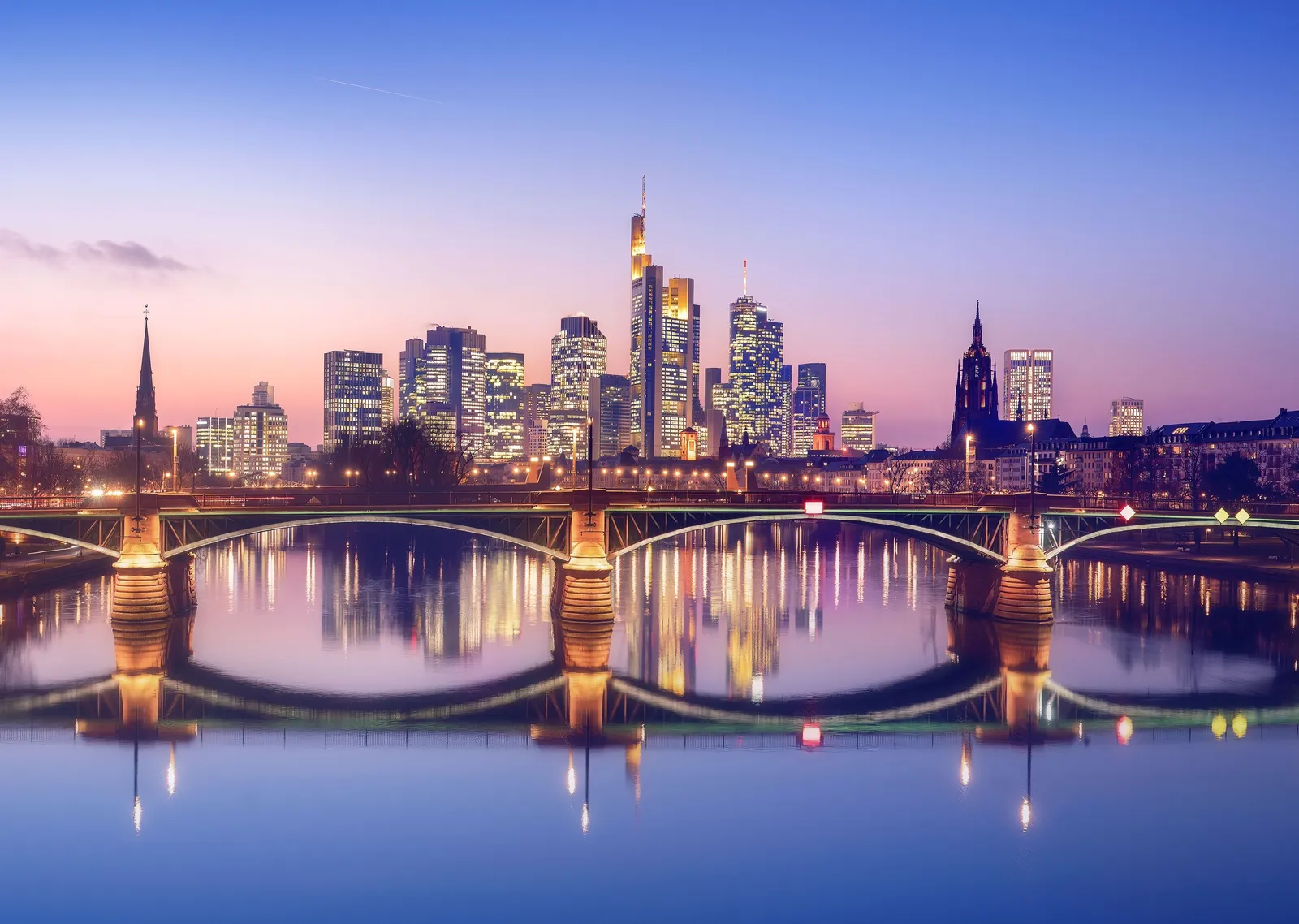 Frankfurt Skyline metal tablo