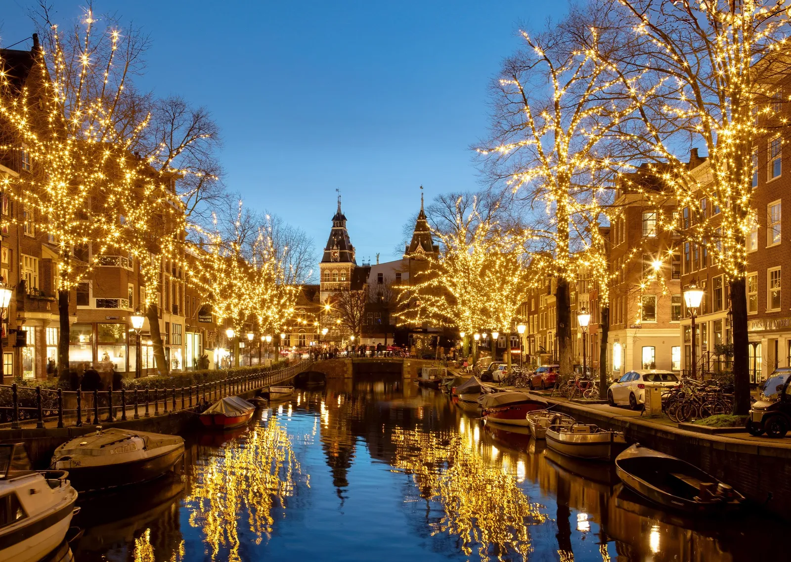 Amsterdam'ın Işıltılı Kanalları metal tablo