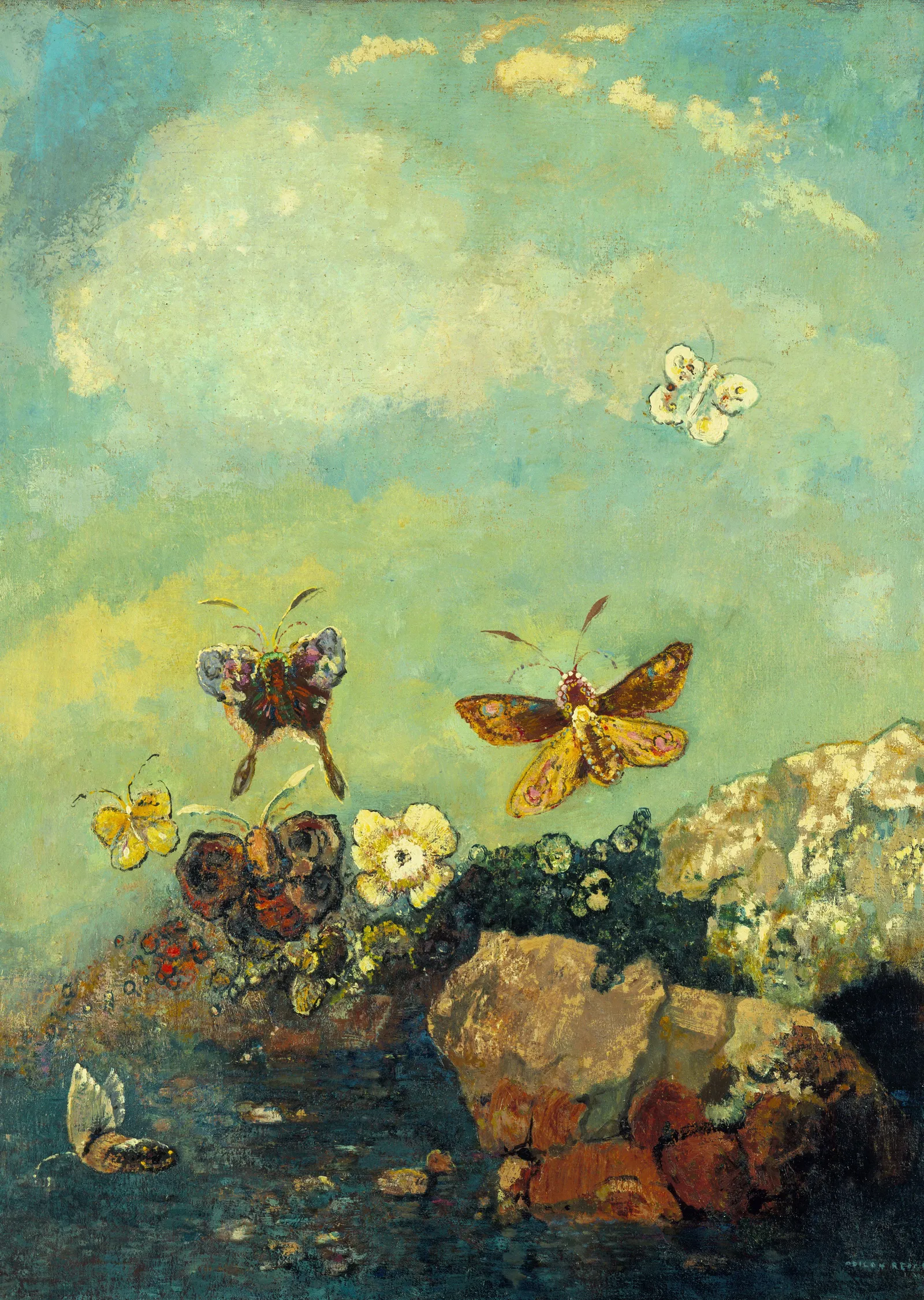 Odilon Redon: Kelebekler metal tablo