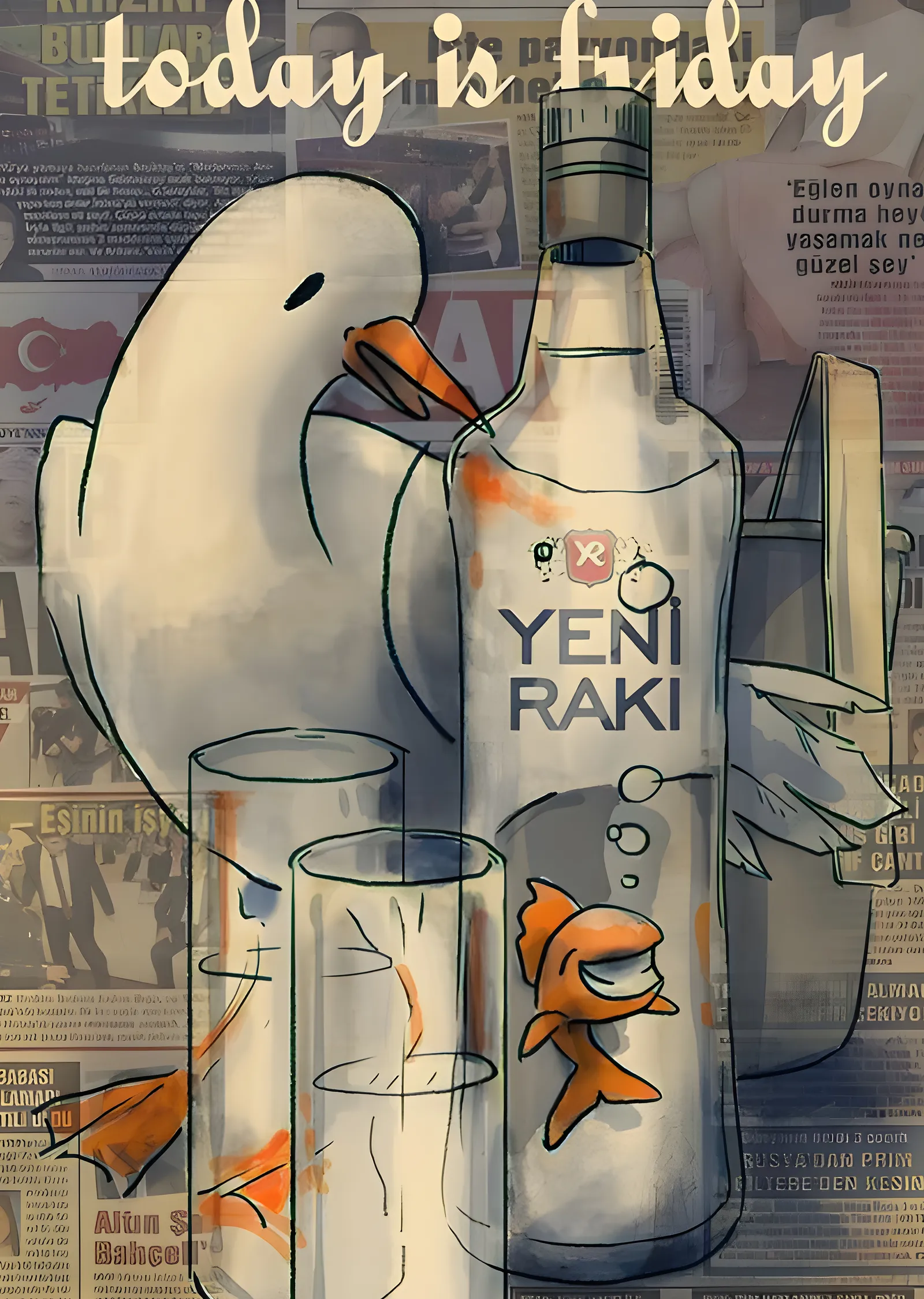 Yeni Rakı ile Pazar Keyfi metal tablo