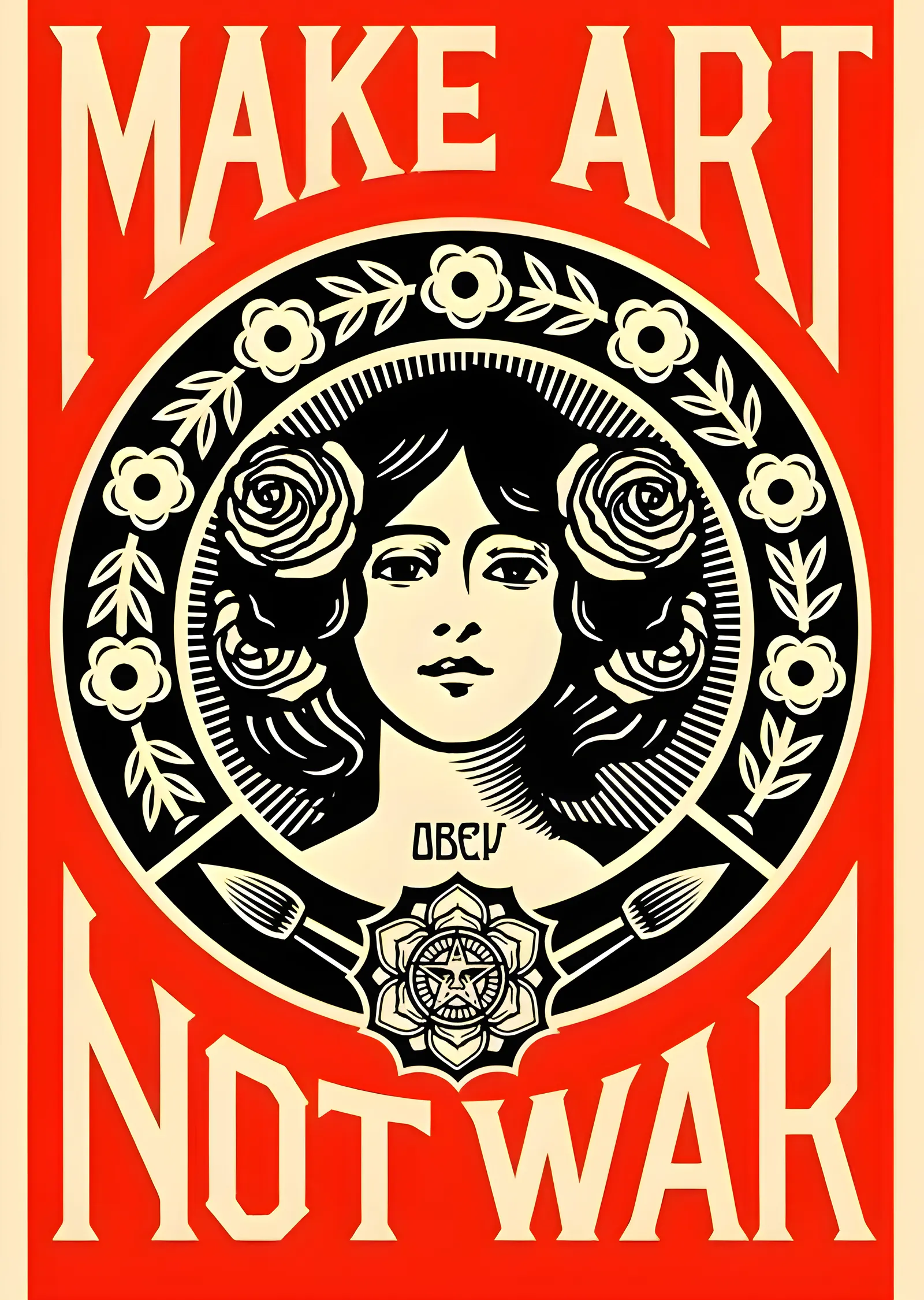 Obey: Make Art Not War metal tablo