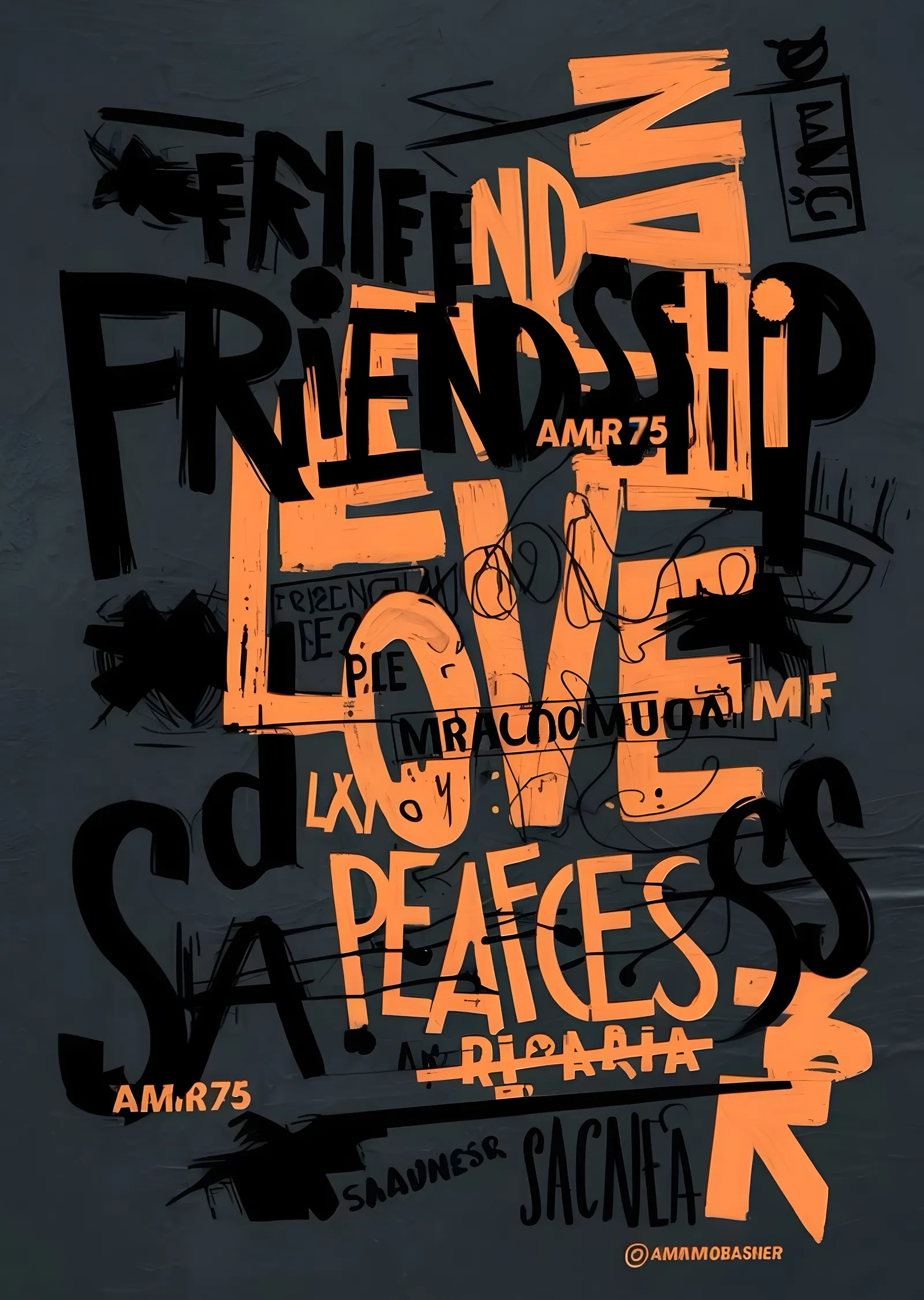 Friendship Love Peace metal tablo
