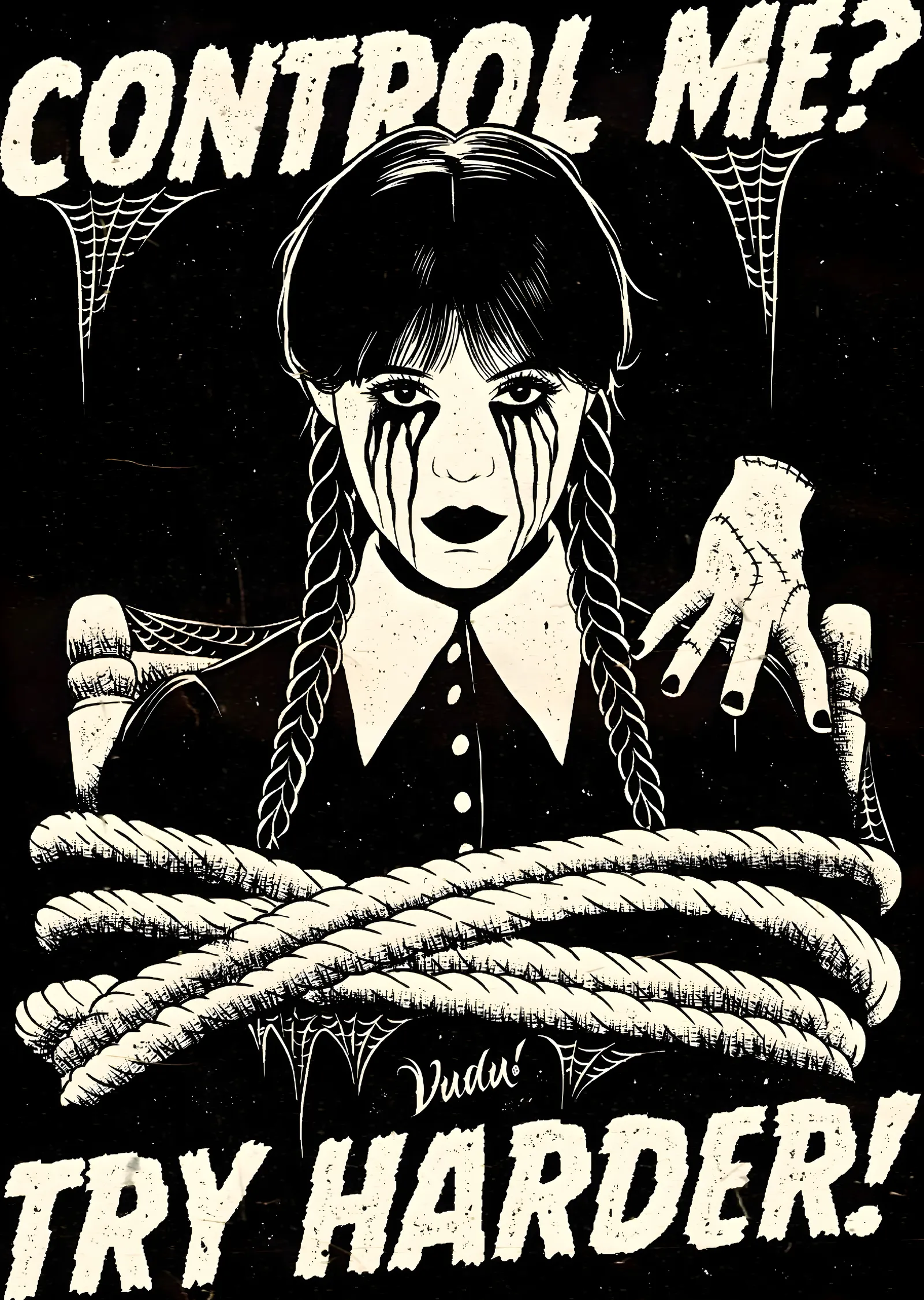 Wednesday Addams: Kontrol Etme? Daha Çalış! 🖤 metal tablo