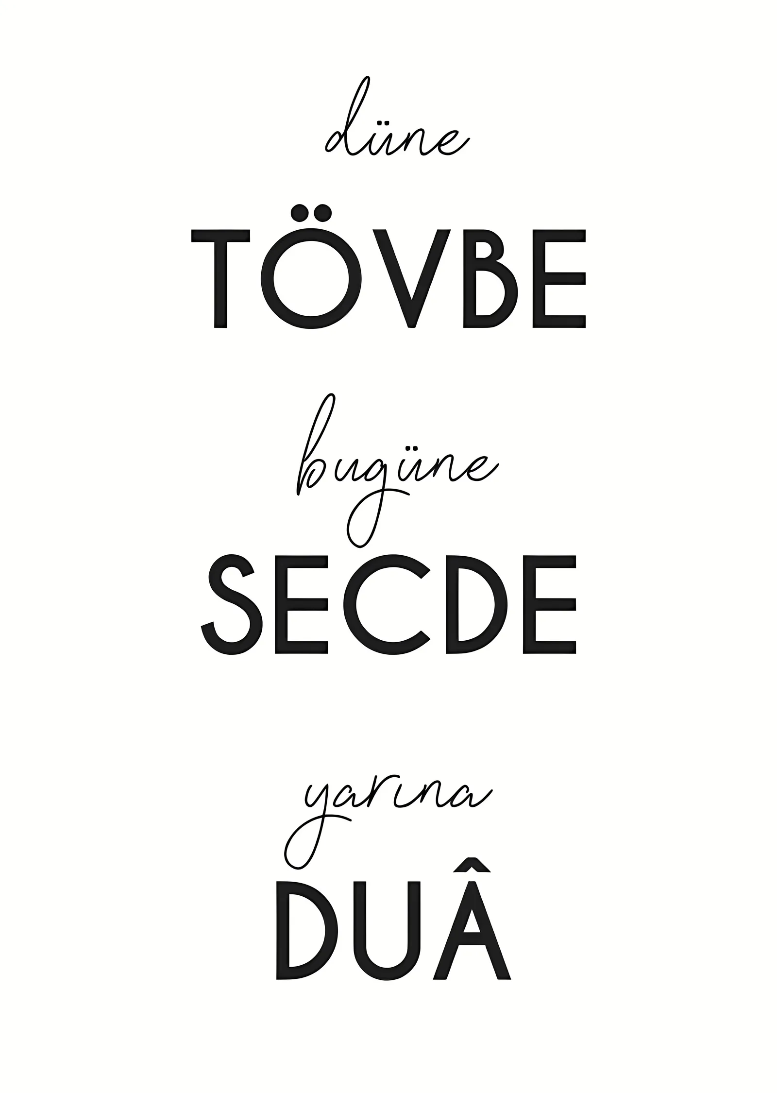 Düne, Bugüne, Sonra Yarına Du'a metal tablo