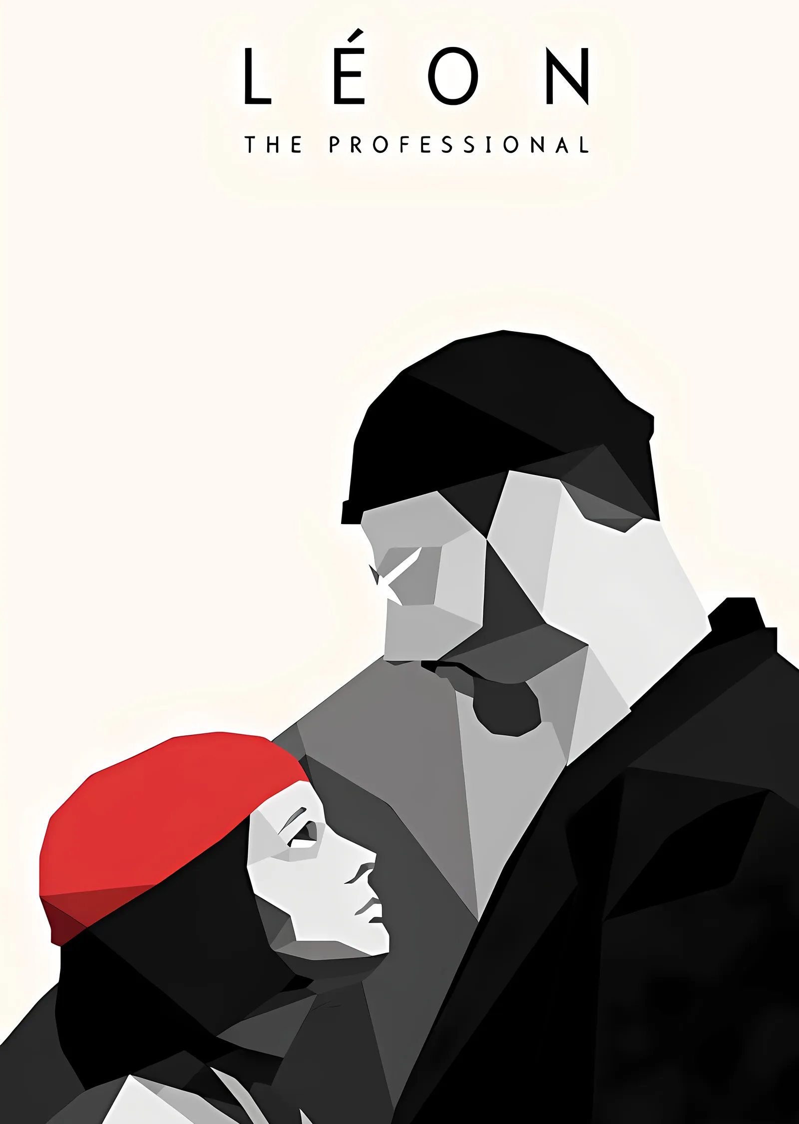 Léon: The Professional - Geometrik Figürlü Siyah, Gri ve metal tablo