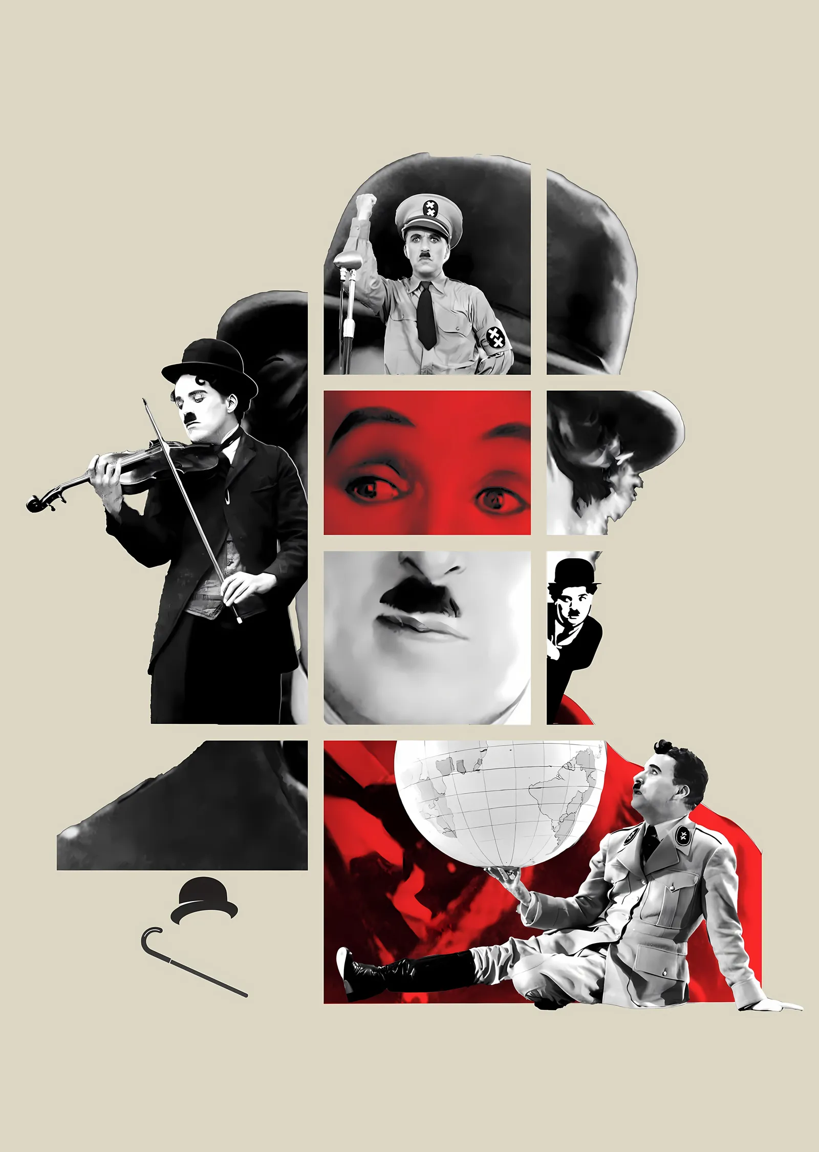 Charlie Chaplin: Kolaj Portre metal tablo