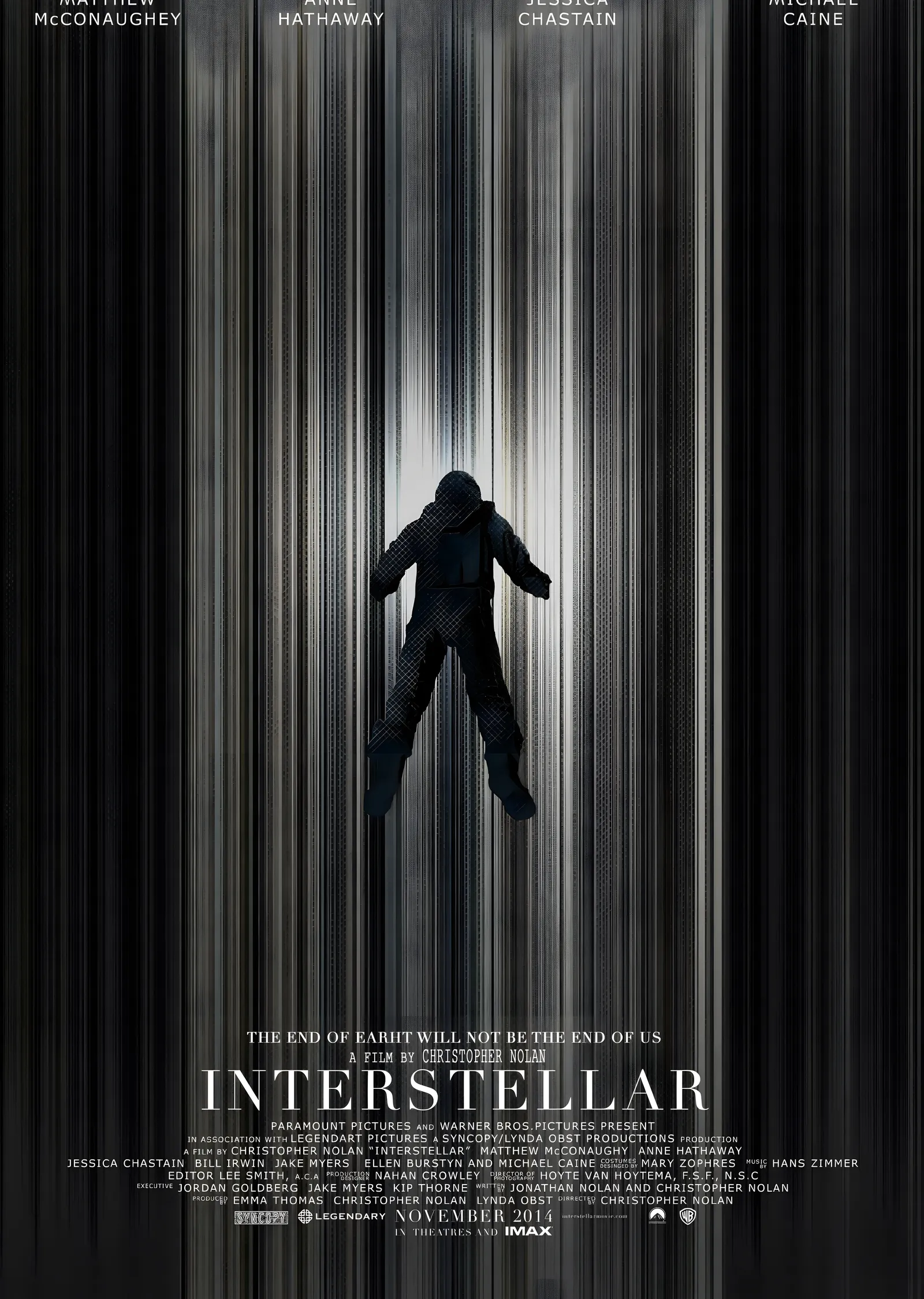 Interstellar - Siyah Gri Dikey Çizgili Fonlu Uzaylı Figürü metal tablo