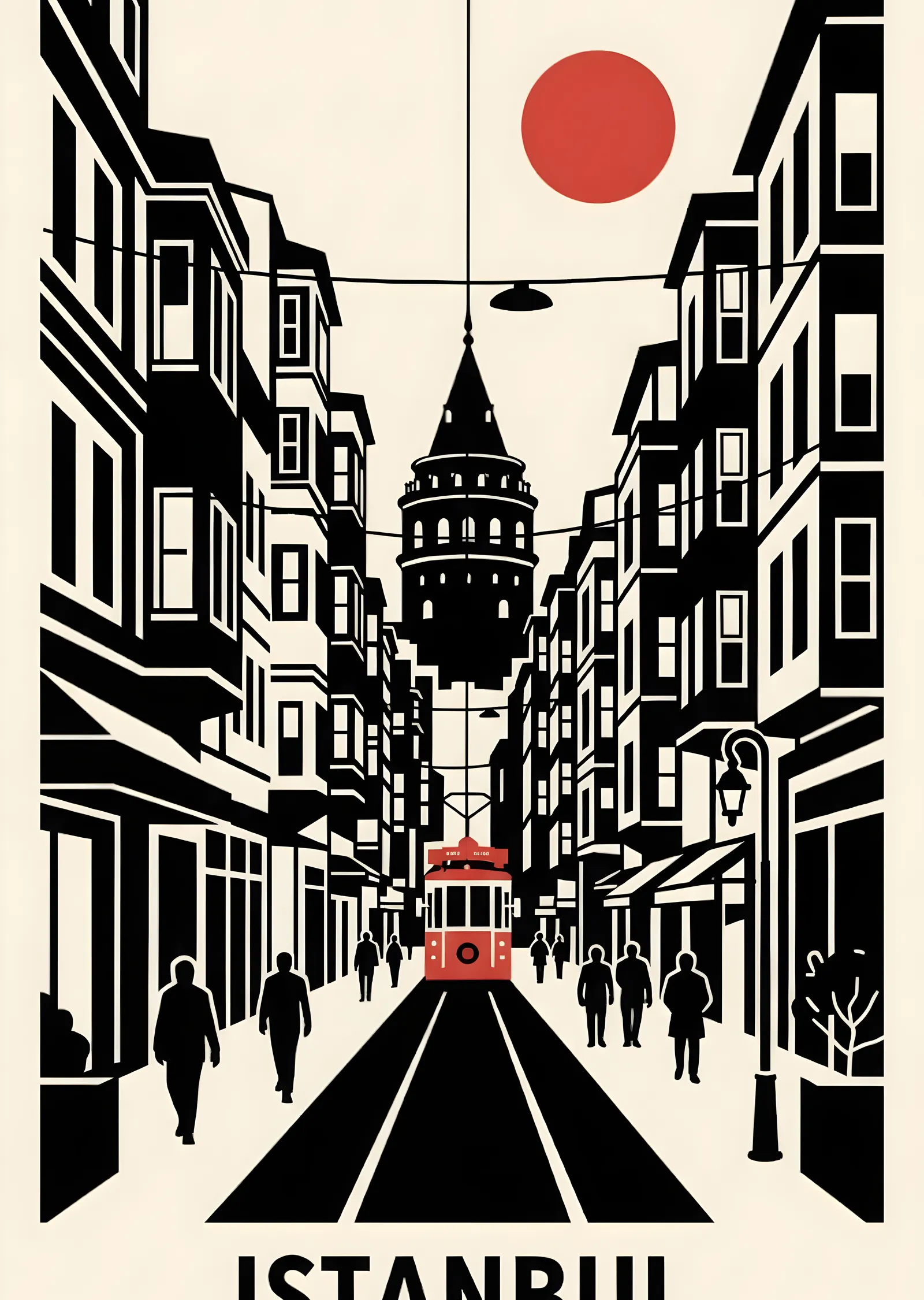 İstanbul: Galata ve Tramvay metal tablo