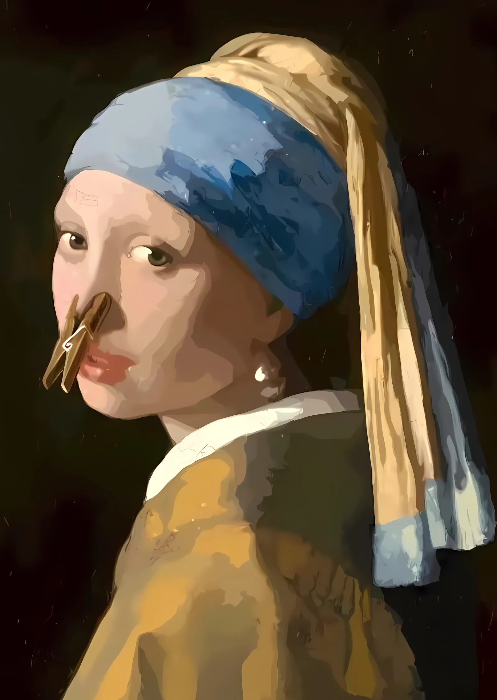 Girl with a Pearl Earring: Clothespin Twist metal tablo