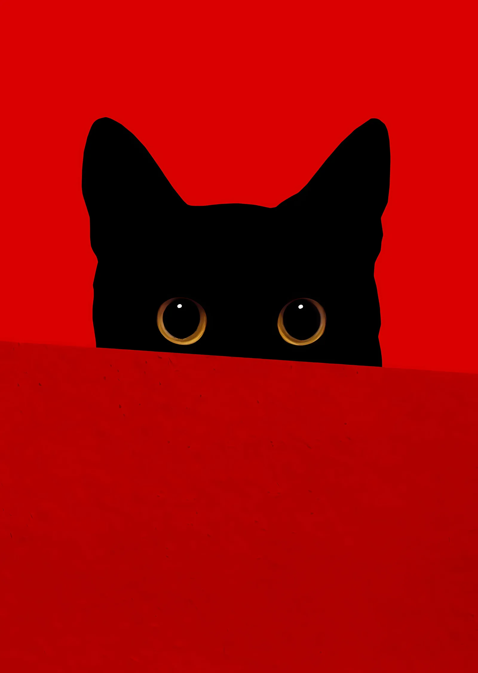 Siyah Kedi: Kırmızı Arka Plan metal tablo