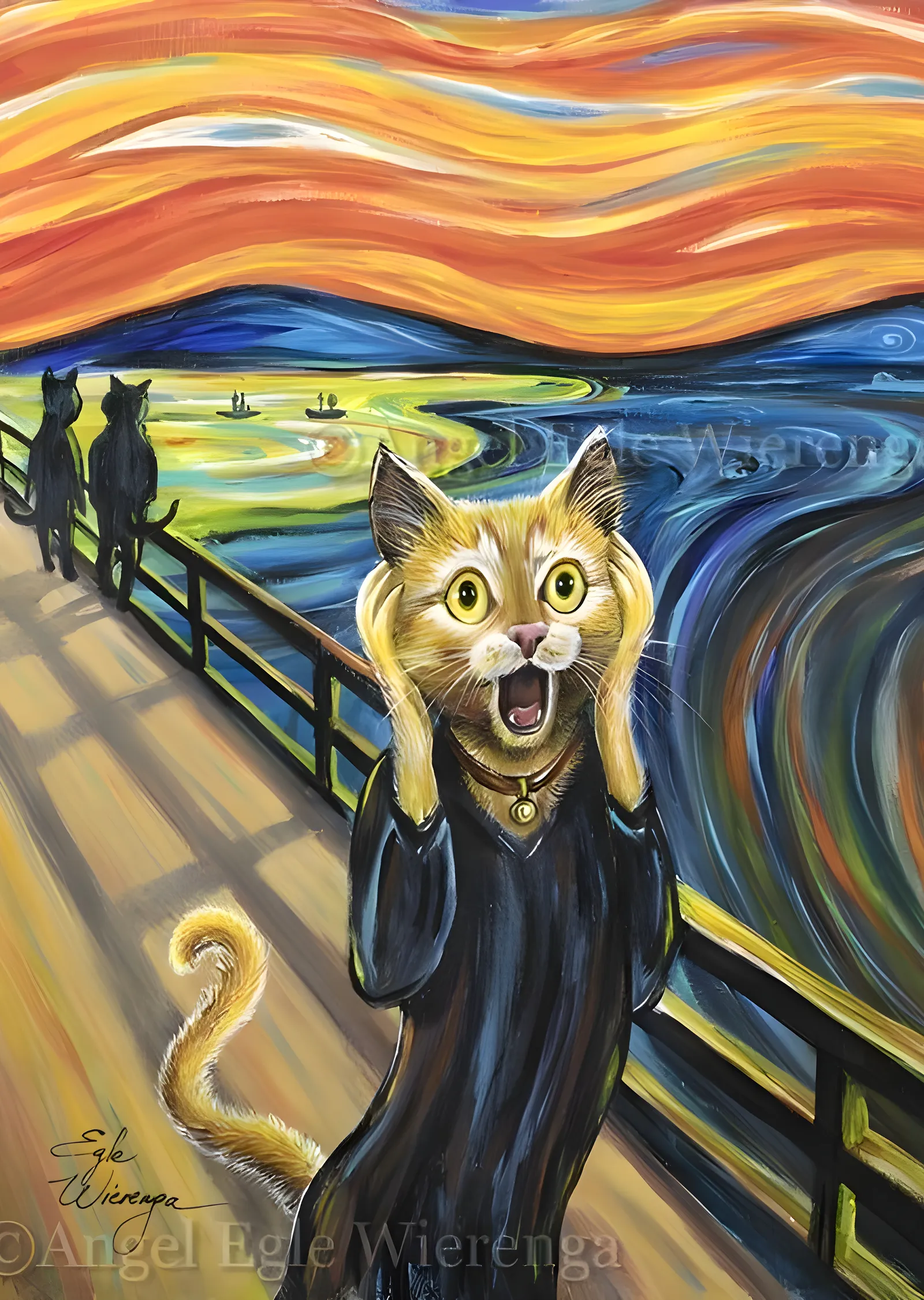 Çığlık Kedisi: Munch Esintisi metal tablo