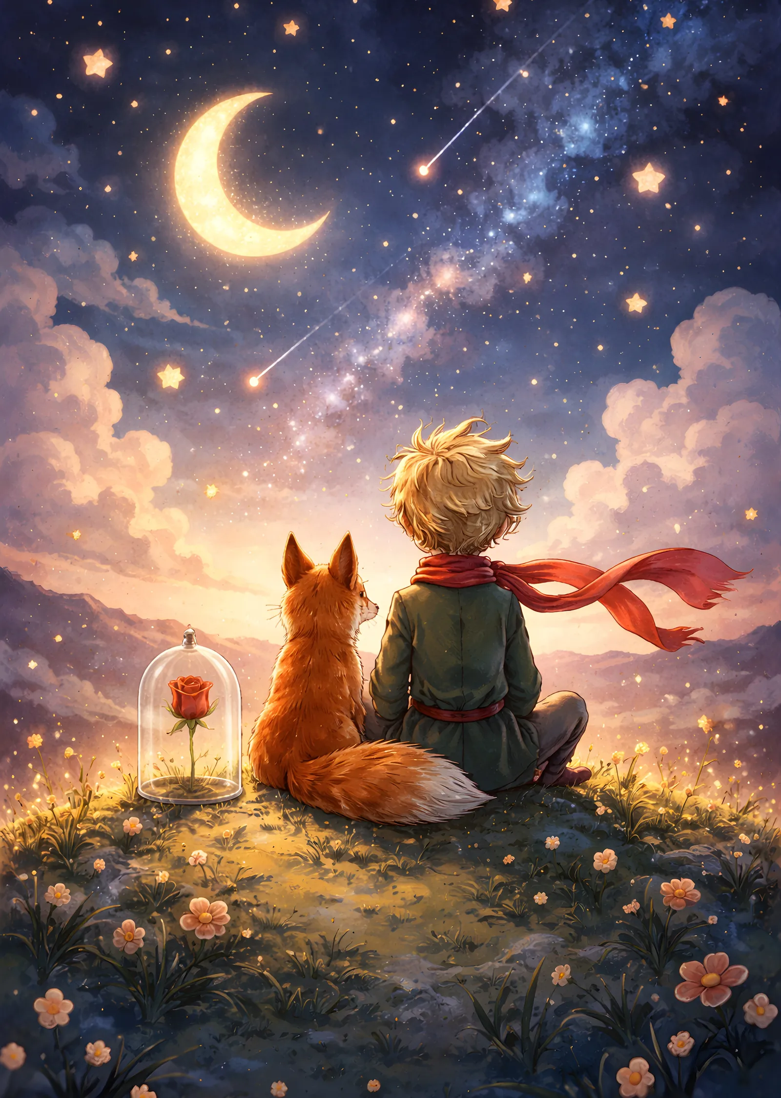 Küçük Prens, Tilki ve Gül - The Little Prince metal tablo