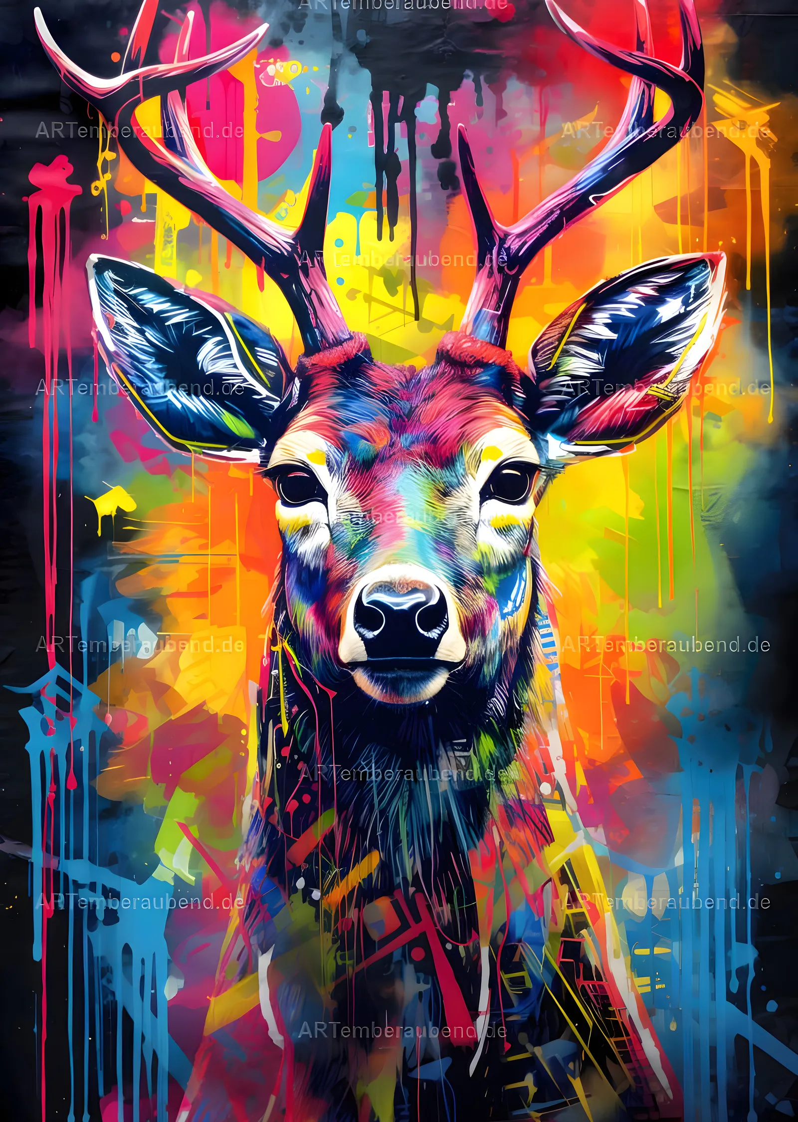 Renkli Pop Art Geyik metal tablo
