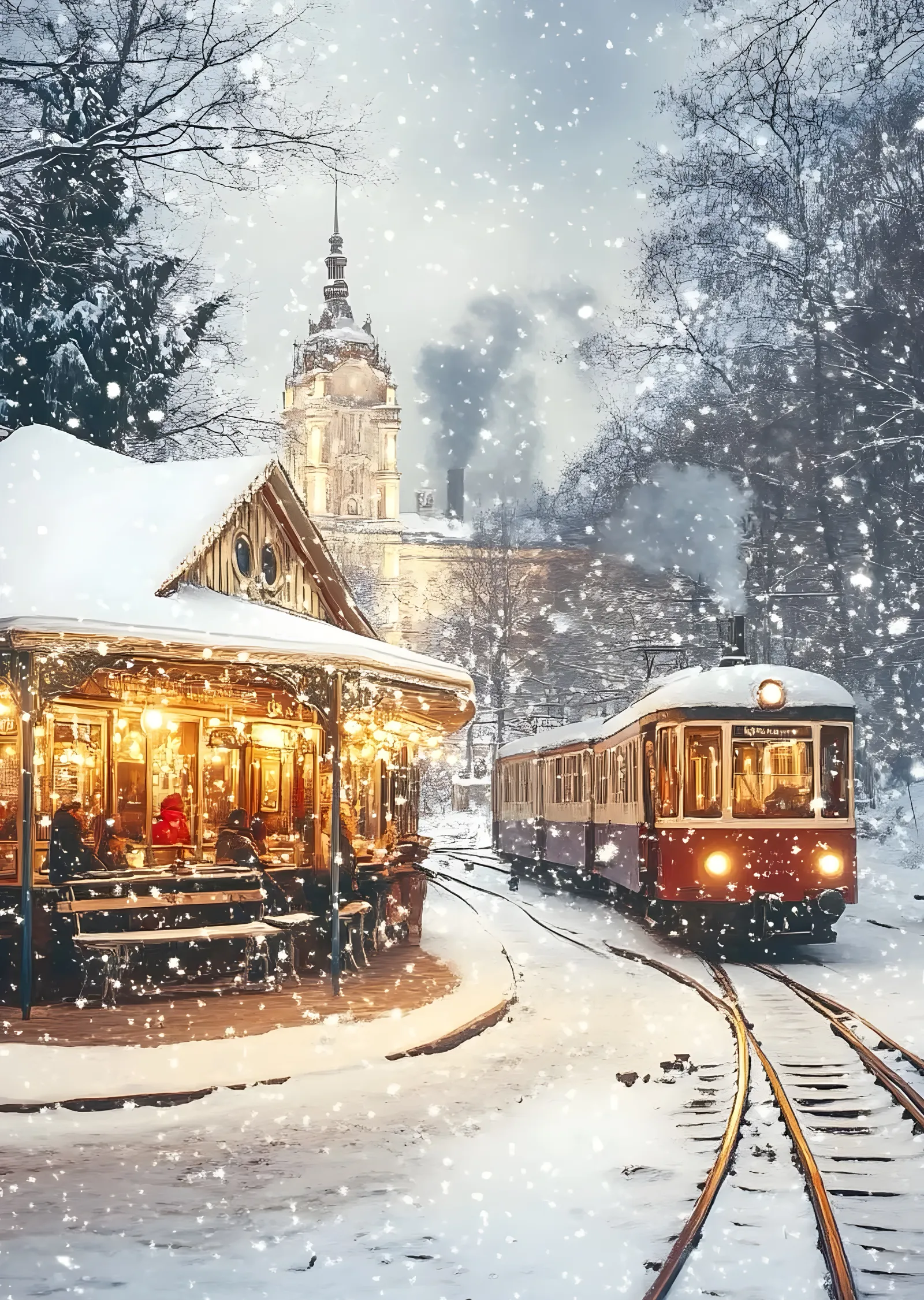Karlı Tren Durağı metal tablo