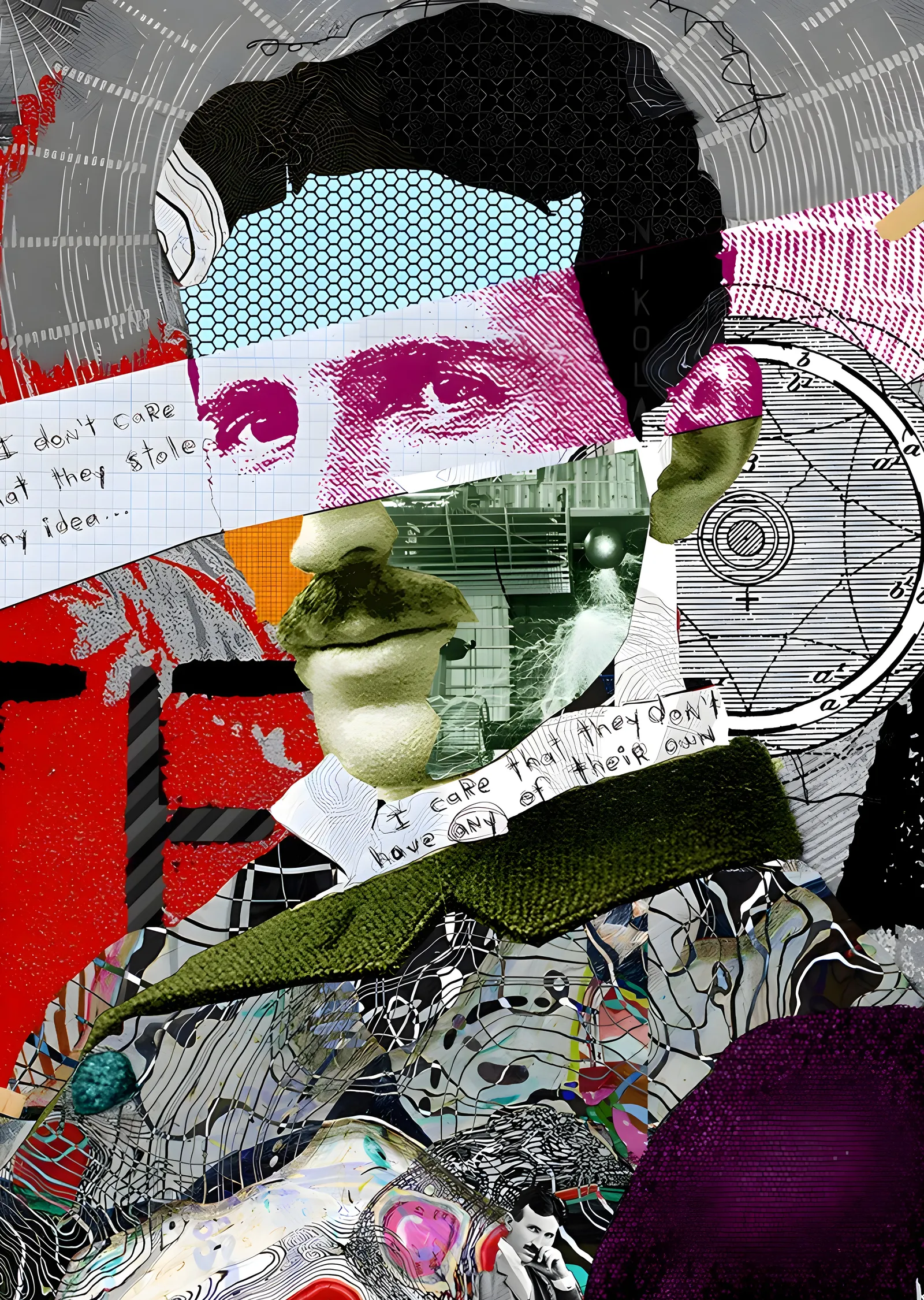 Nikola Tesla: Kolaj Portre metal tablo