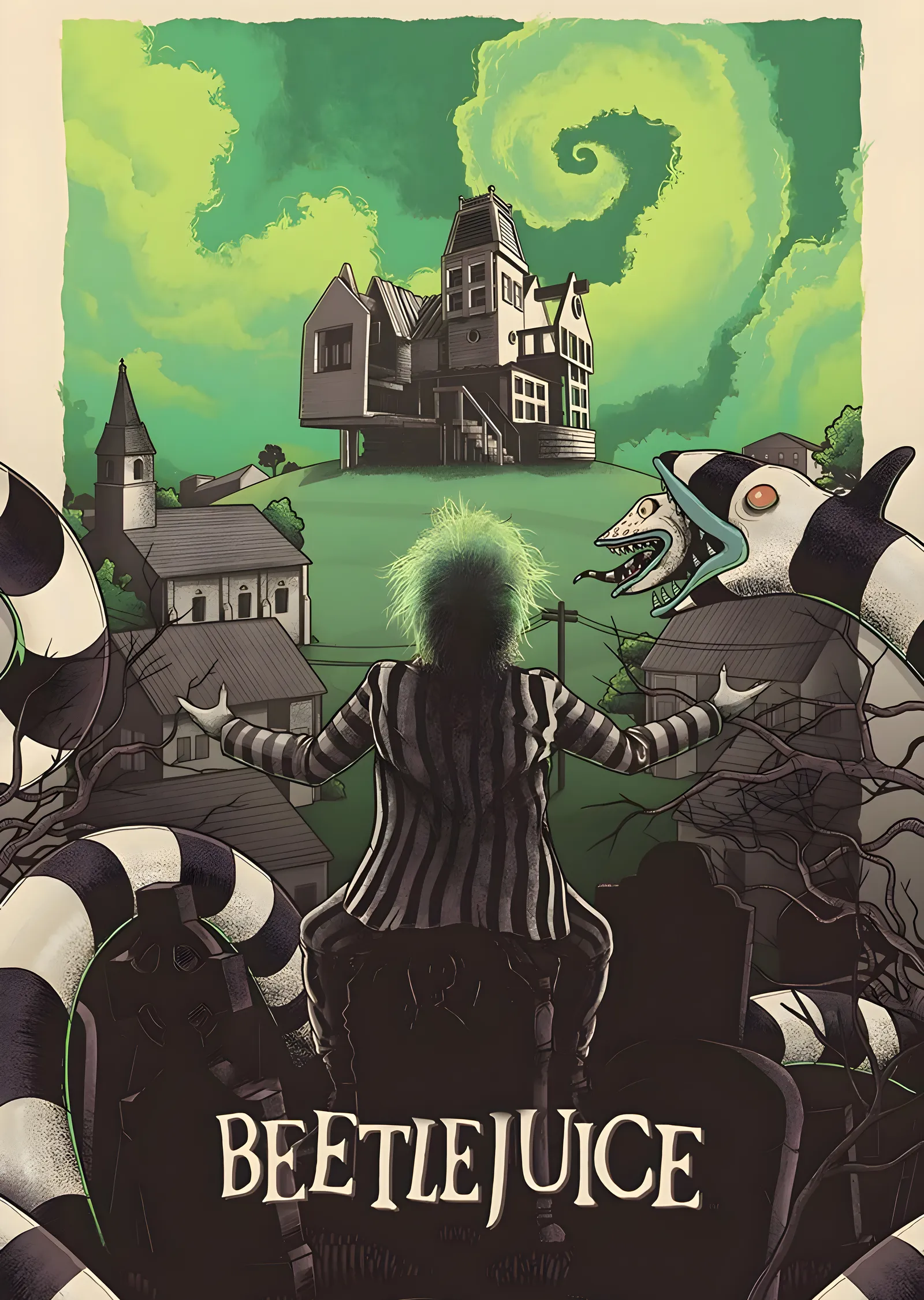 Beetlejuice: Lanetli Konak metal tablo