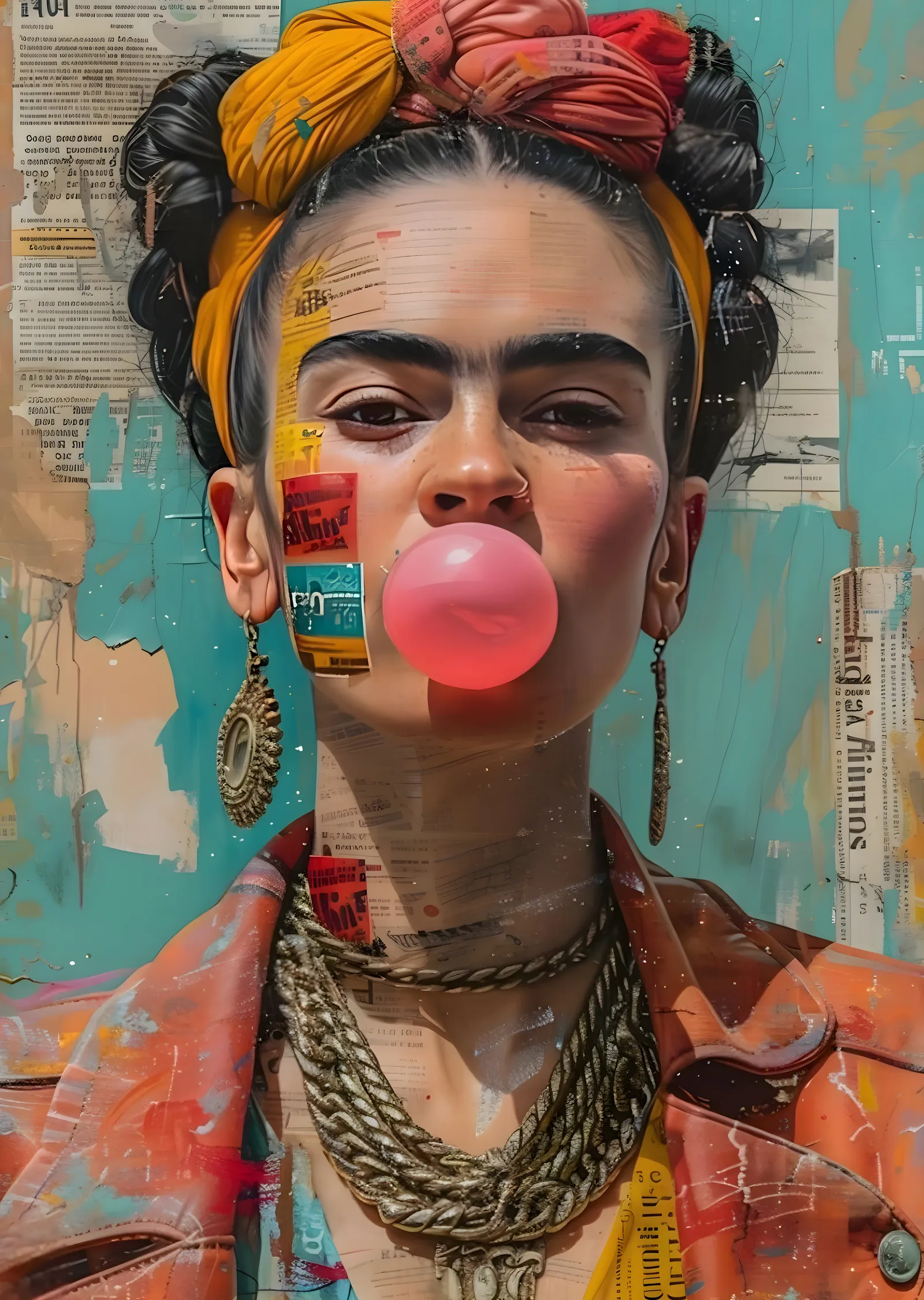 Frida Kahlo: Sakız Balonu metal tablo